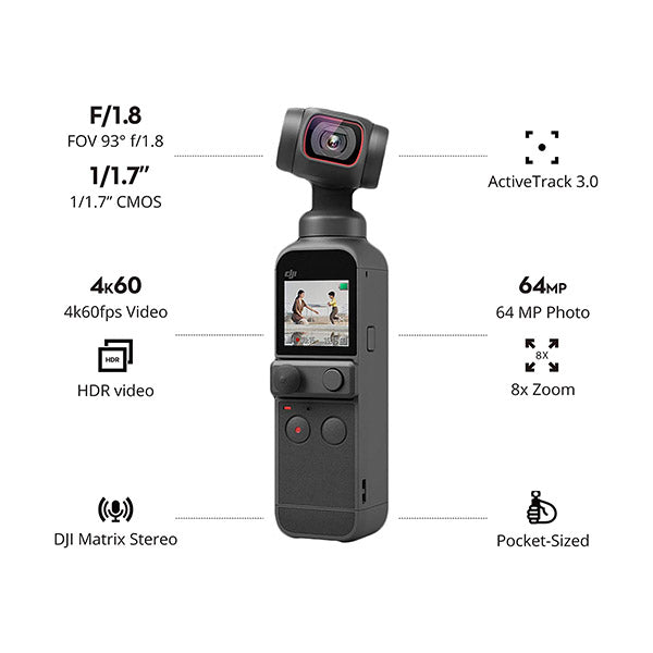 DJI Pocket 2 Creator Combo, 3 Axis Gimbal Stabilizer with 4K Camera, 1/1.7" CMOS, 64MP Photo, Face Tracking, YouTube, Vlog, Portable Video Camera for Android and iPhone