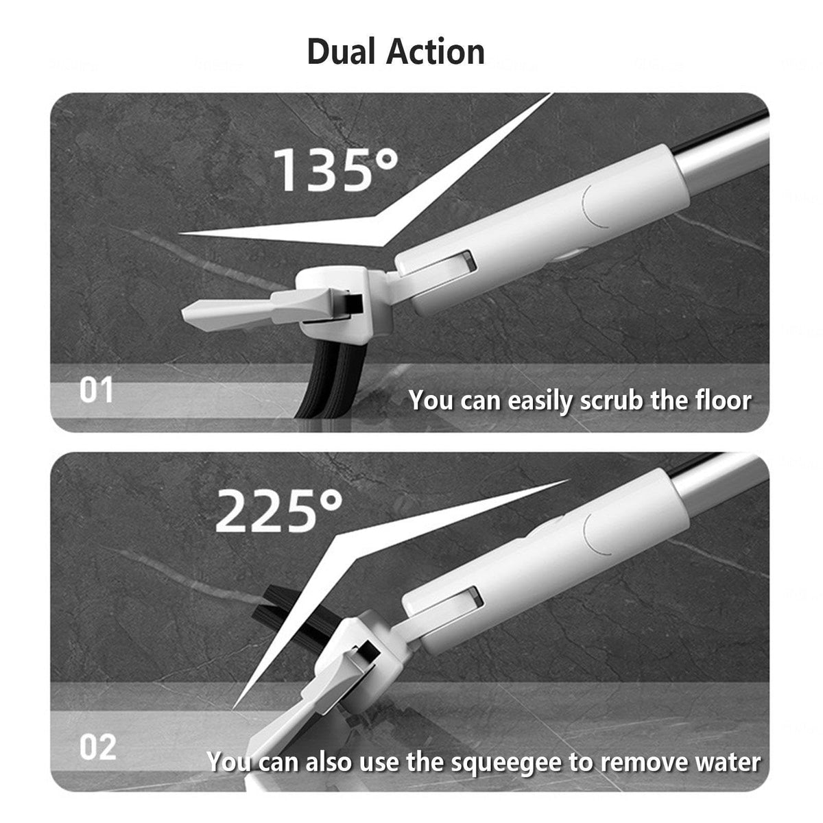KASTWAVE Silicone Broom, Squeegee, Pet Hair Remover with Brush and 2 Scrape, 49'' Adjustable Handle Rubber Broom for Pet Hair Hardwood Floor, Broomi for Smooth Floors, Rugs, Windows, Glass