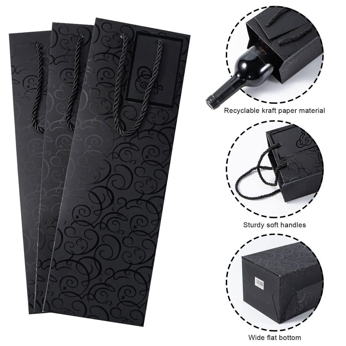 KASTWAVE Wine Gift Bag, Wine Bags 10 Pack, Wine Bags for Wine Bottles Gifts, Wine Bottle Gift Bags