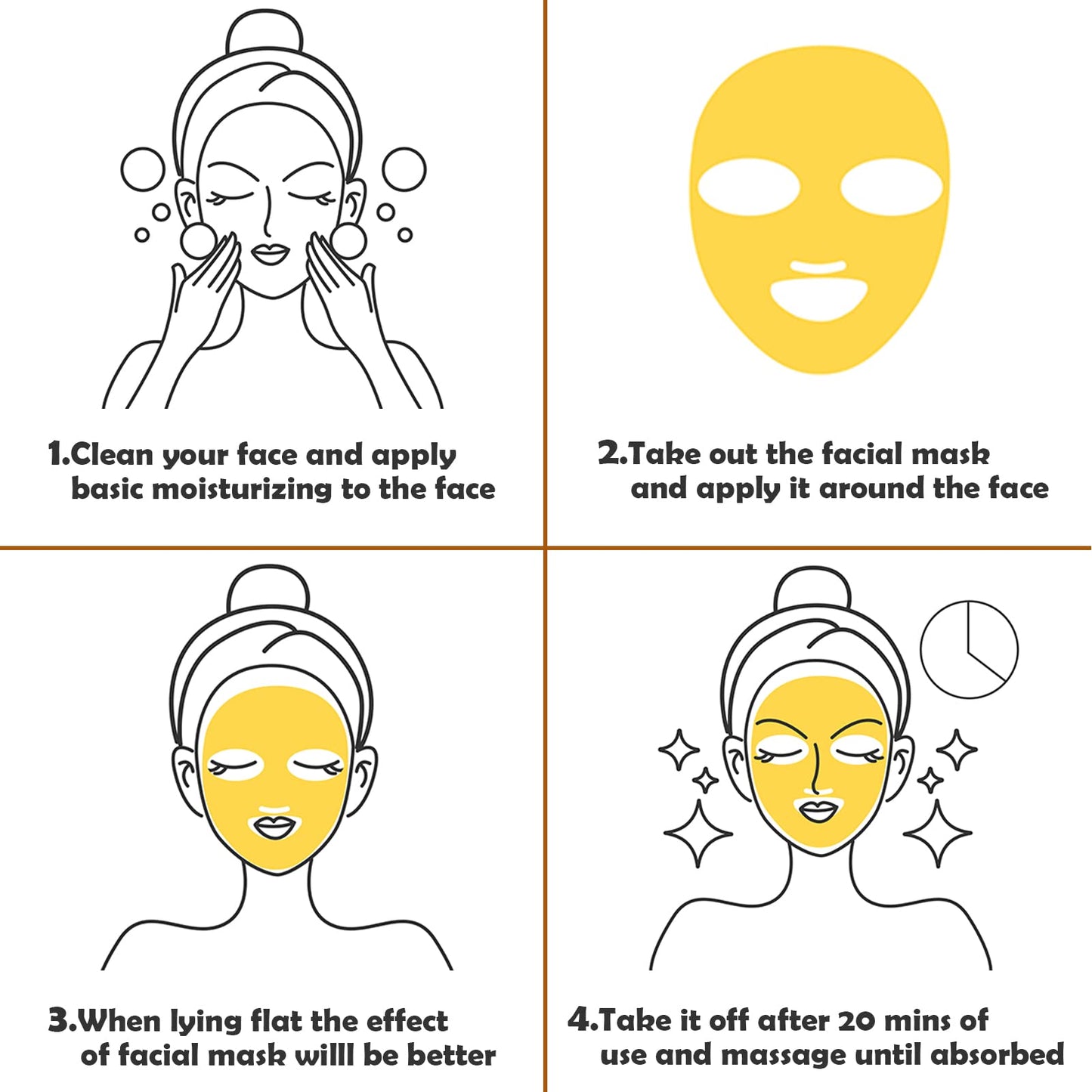 Permotary 6 PCS 24k Gold Crystal Gel Collagen Facial Masks, Deep Moisturizing Facial Sheet for Women Skin Care Revitalize Skin - Medaid International