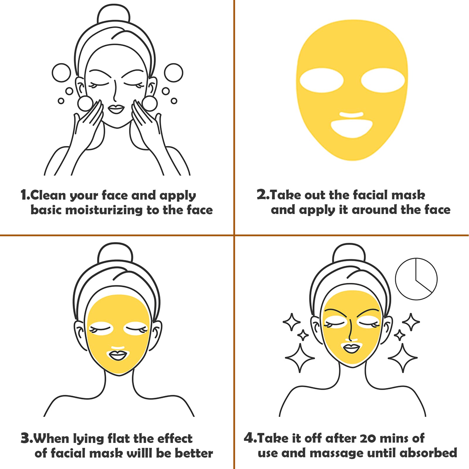 Permotary 6 PCS 24k Gold Crystal Gel Collagen Facial Masks, Deep Moisturizing Facial Sheet for Women Skin Care Revitalize Skin - Medaid International