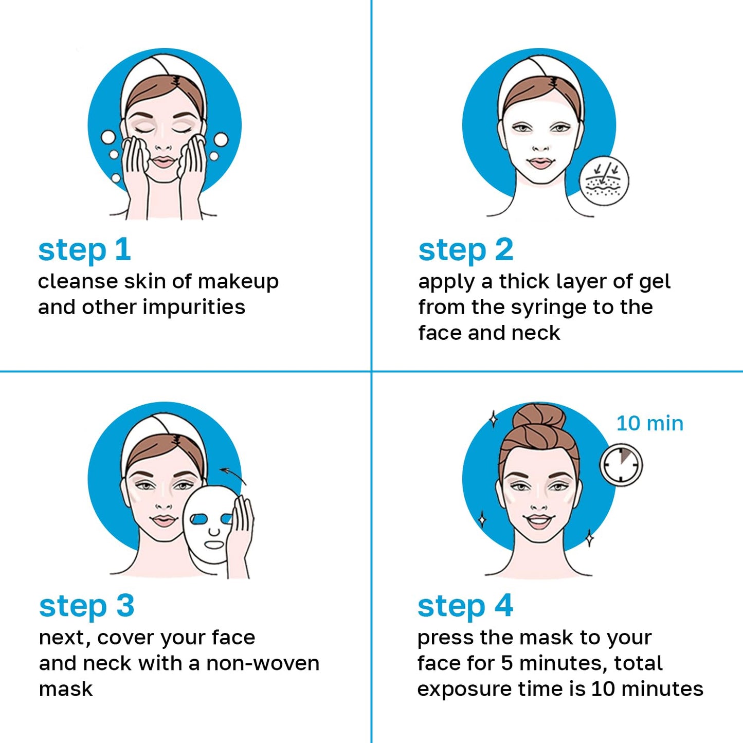 Name Skin Care Korean Carboxy CO2 Therapy Face & Neck Mask Set of 2 - Hydrating Oxygen Carboxytherapy Skincare Sheet Masks - Moisturizing Anti Aging Pore Tightening Brightening Facial Treatment Gel - Medaid International