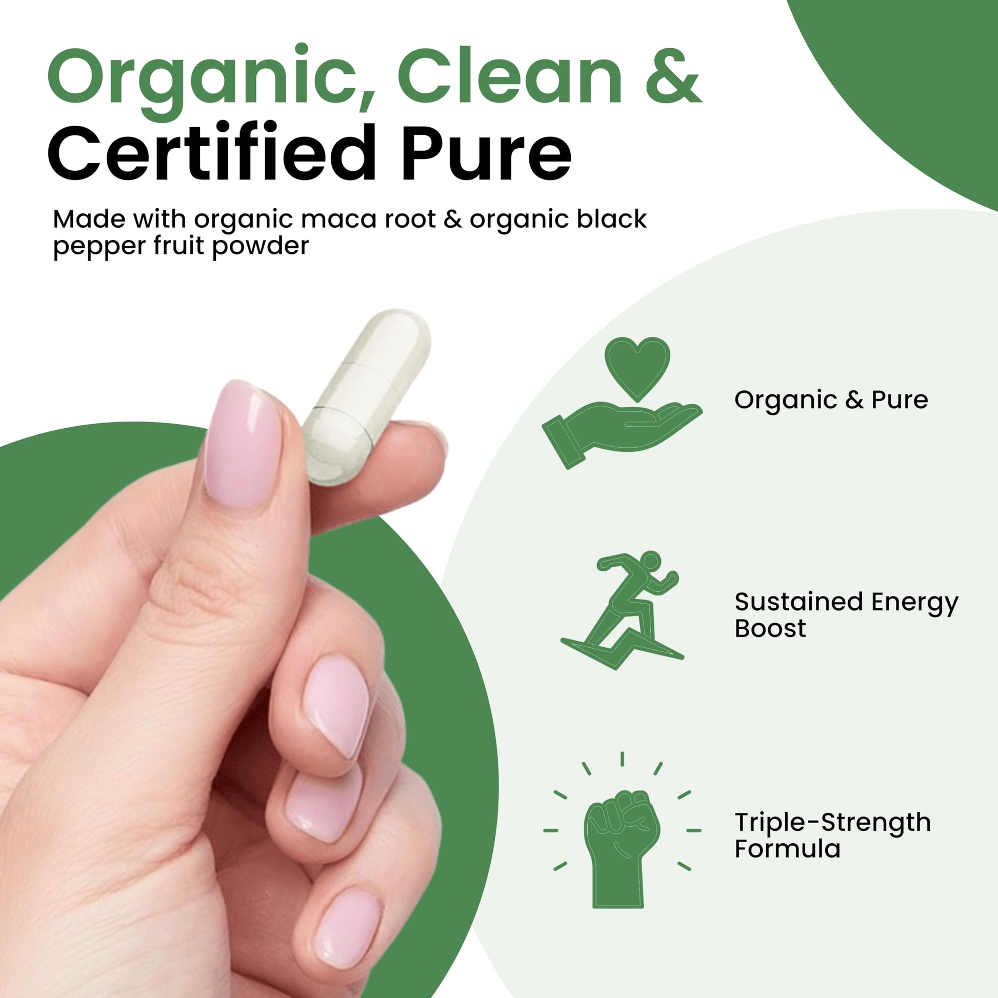 Mila Miamor Organic Maca Root Extract 1500 mg, Peak Performance for Men & Women, Sustained Energy & Hormone Support with Black Pepper, Non-GMO, 60 Tablets, US-Made - Medaid International