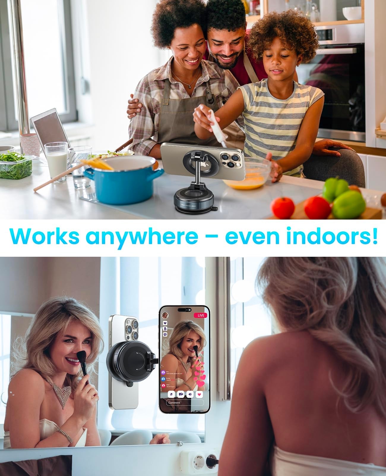 Jononser Magnetic Suction Cup Phone Mount for Magsafe, 360° Adjustable Magnetic Car Phone Holder, Pocket Size Foldable Car Mount, Cell Phone Holders for Your Car for iPhone 17 16 15 14 13 12 Series - Medaid International