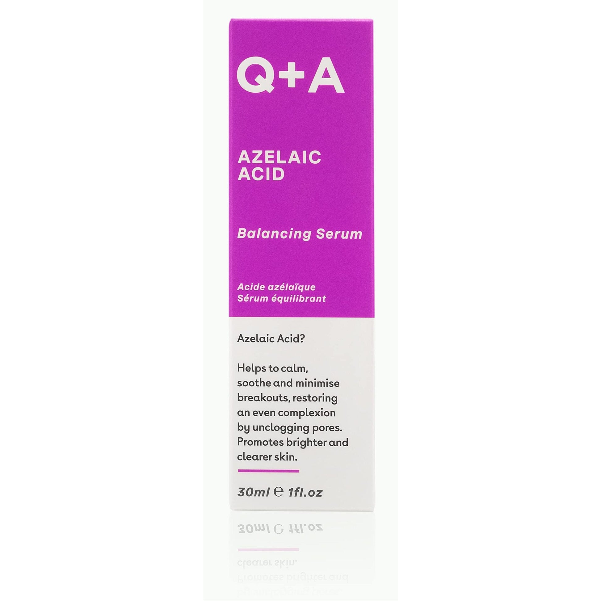 Q+A Azelaic Acid Balancing Serum (30ml), Natural Face Serum with Zinc PCA and Antioxidant Super Grains, Fragrance Free Skincare, Calms Blemishes and Smoothes Skin - Medaid International