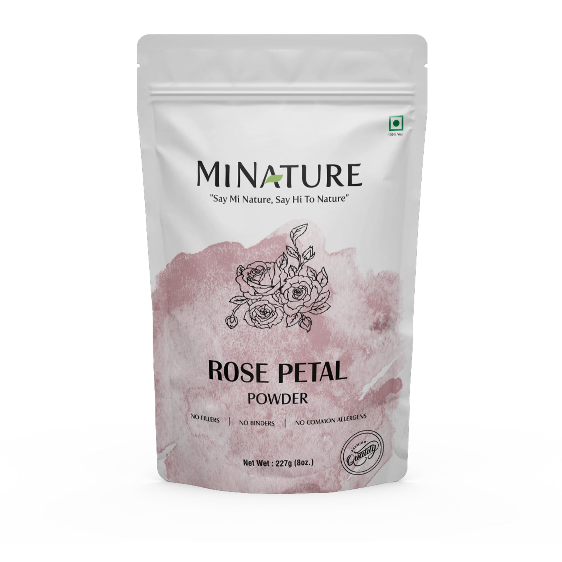 Rose petal powder by mi nature | 227 g (8 oz) (0.5 lb) | 100% Natural and Pure | Skin care | Chemical free | No added colours, no preservatives - Medaid International