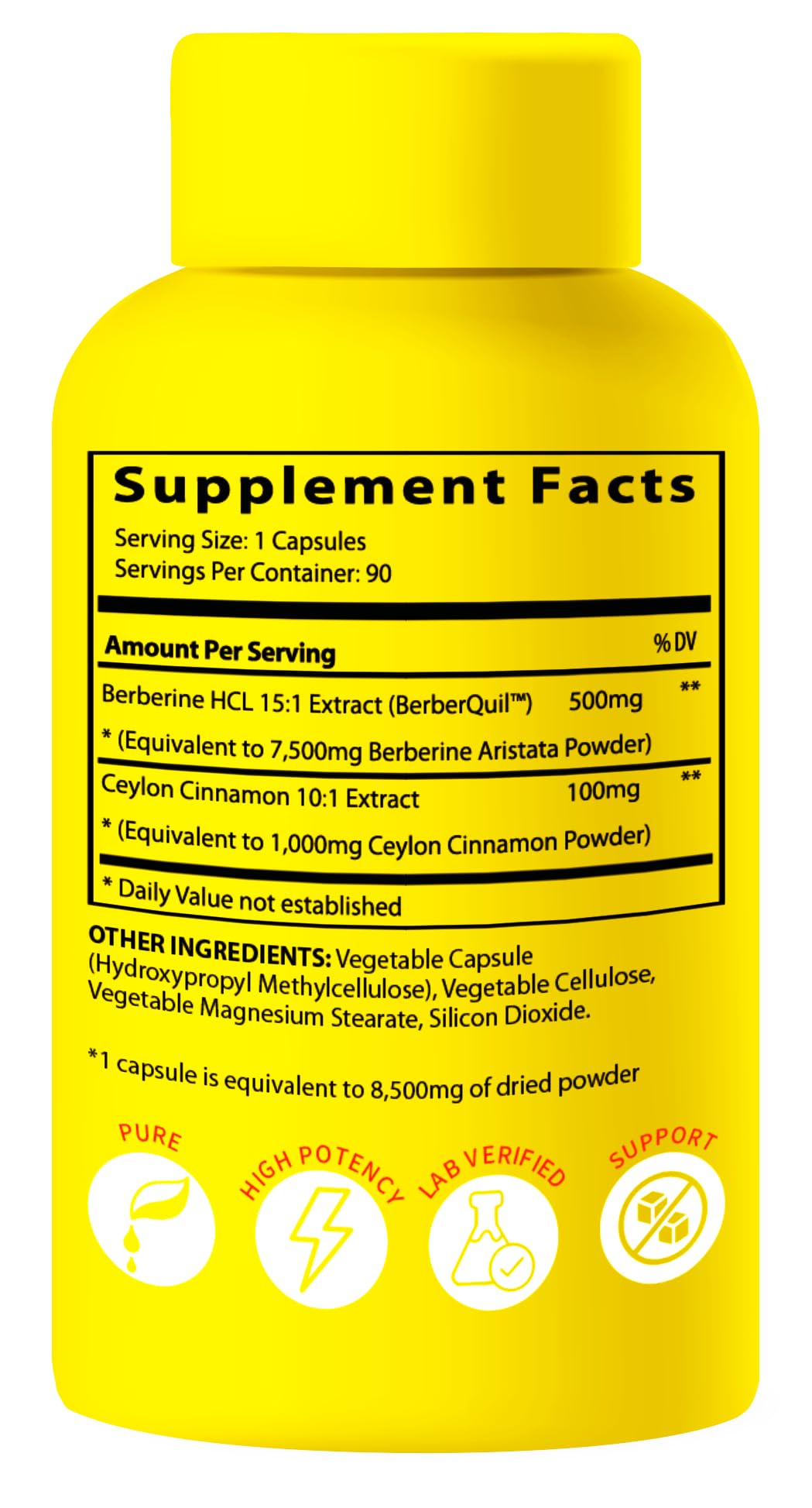 BioImmune Berberine Supplement 15X Potency, Ceylon Cinnamon for Enhanced Absorption & Synergistic Effects. 8,500mg Per Capsule - Medaid International