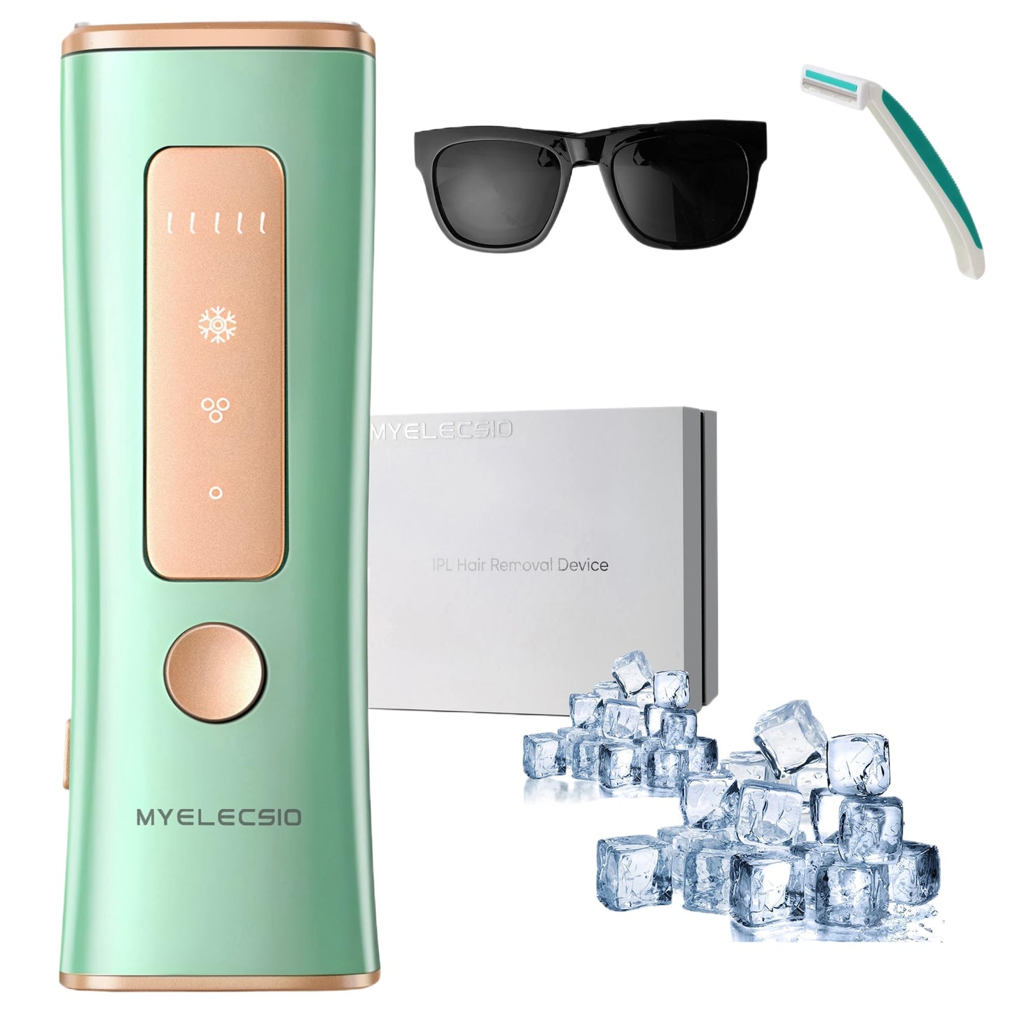 Myelecsio Laser Hair Removal, IPL Hair Removal Device with Cooling Function, Safe, Long-lasting and Virtually Painless Treatment, Unlimited Flashes at Home Use - Medaid International