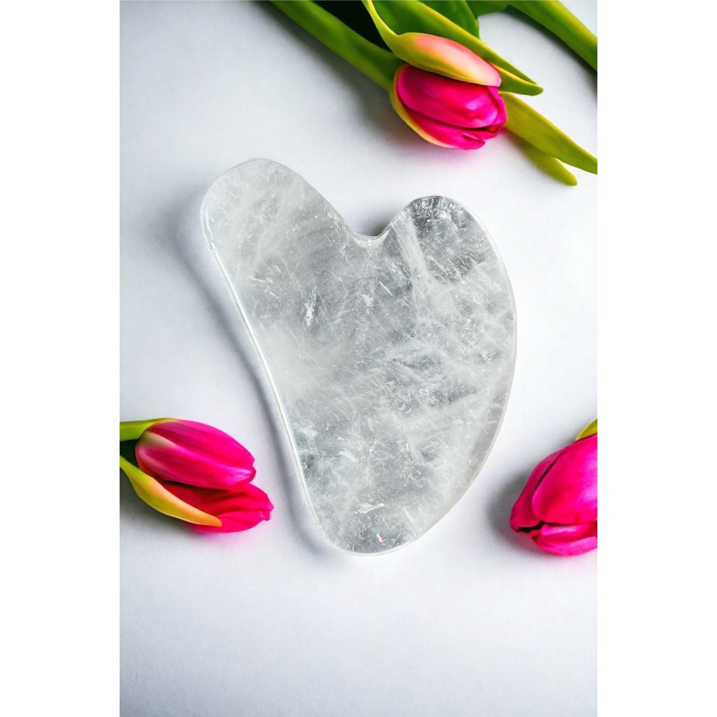 100% Real Crystal Jade Stone Roller and Gua Sha Set with Vitamin C Serum | Great for Eye Puffiness Treatment, Skin Tightening, Anti Aging, Rejuvenate Face & Neck | Great Gift for Women & Men (Crystal) - Medaid International