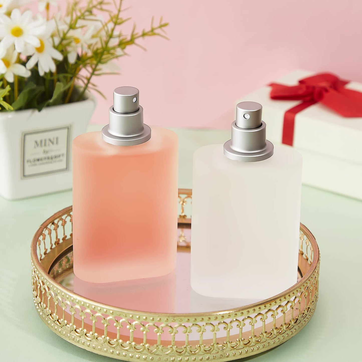 Tessco for you 6 Pcs 100ml / 3.4 Ounces Frosted Glass Bottle Perfume Atomizer refillable Spray Empty Perfume Dispenser Fine Mist Atomizer Cosmetic Container for Travel Men Women(Silver Gray) - Medaid International