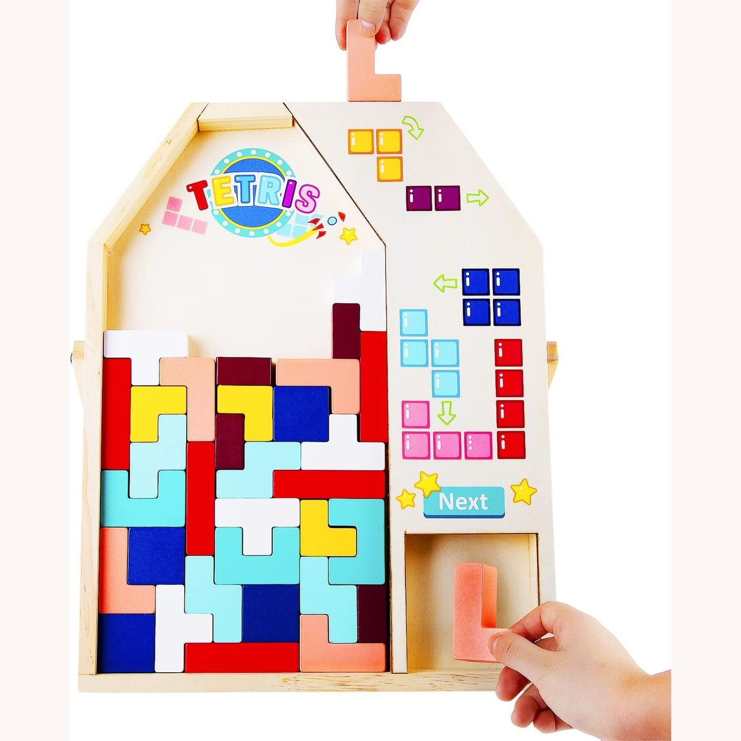 40pcs Wooden Puzzle Blocks Puzzle Intelligence Toy Set Creative 3D Russian Blocks Game Toy