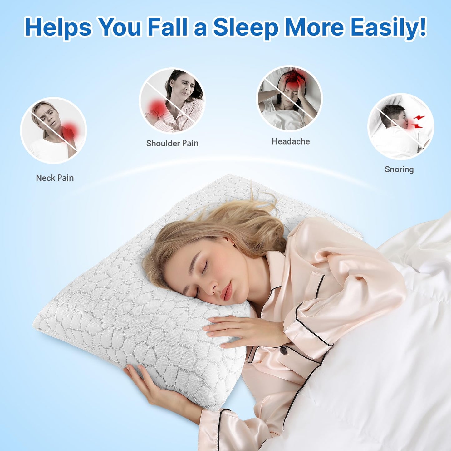 TranquilMoments Memory Foam Pillows, Bed Pillow for Side,Back and Stomach Sleepers,Neck Pillow for Sleeping with Removable and Machine Washable Cover, Standard Size (1 Pack) - Medaid International