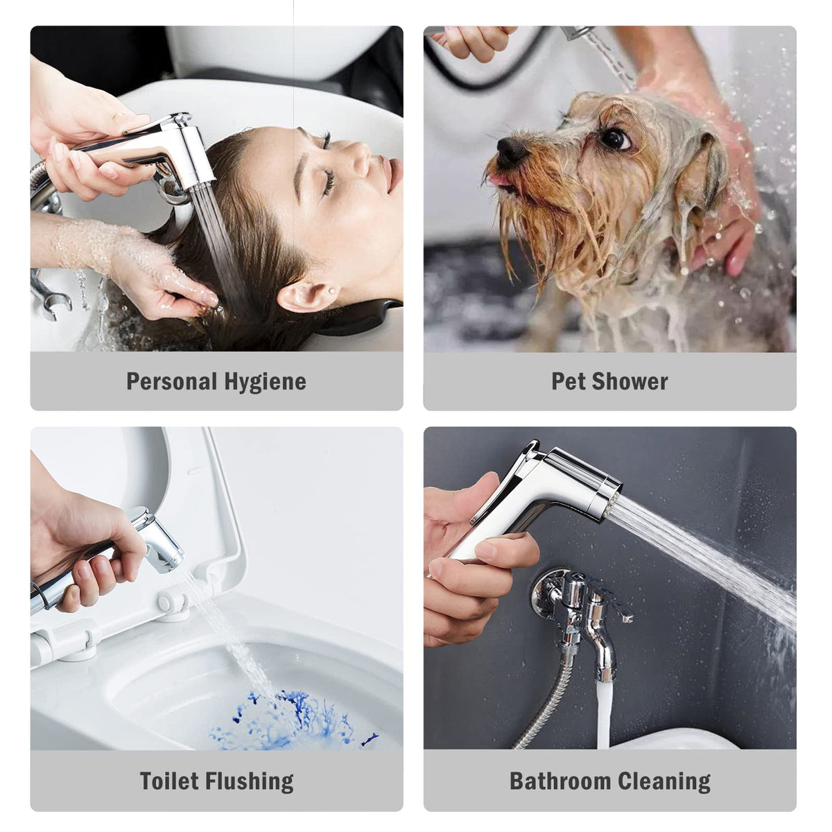 JOMOO Shattaf Set, Bidet Sprayer for Toilet with 47inches Stainless Steel Bidet Hose, Wall Mounted Handheld Bathroom Spray for Personal Hygiene, Chrome