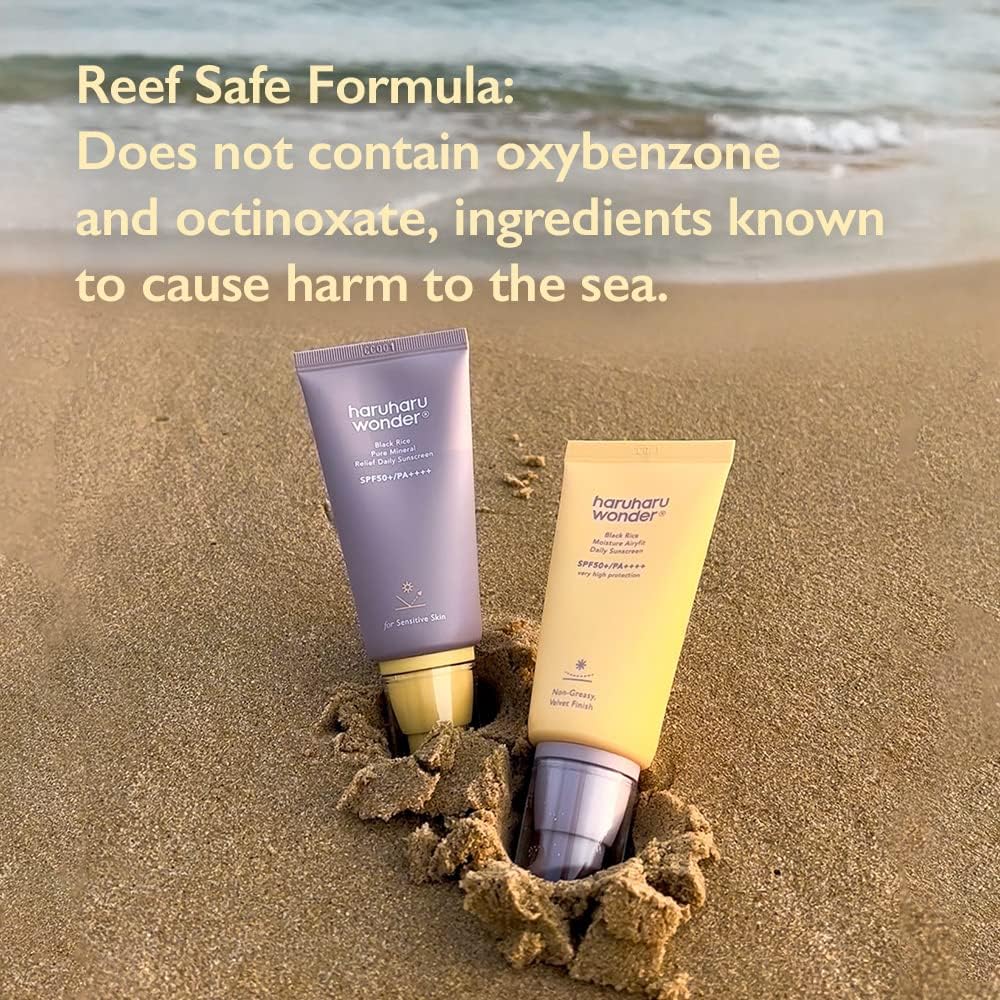 Haruharu Wonder Black Rice Pure Mineral Relief Daily Sunscreen, SPF50+/PA++++, Broad Spectrum UVA/UVB, Octinoxate & Oxybenzone Free, Hyaluronic Acid, Niacinamide (50ml / 1.69fl.oz) - Medaid International
