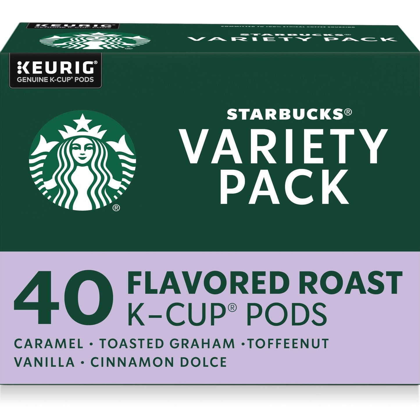 Starbucks K-Cup Coffee Pods, Flavored Hot or Iced Coffee, Variety Pack, 40 Keurig Pods