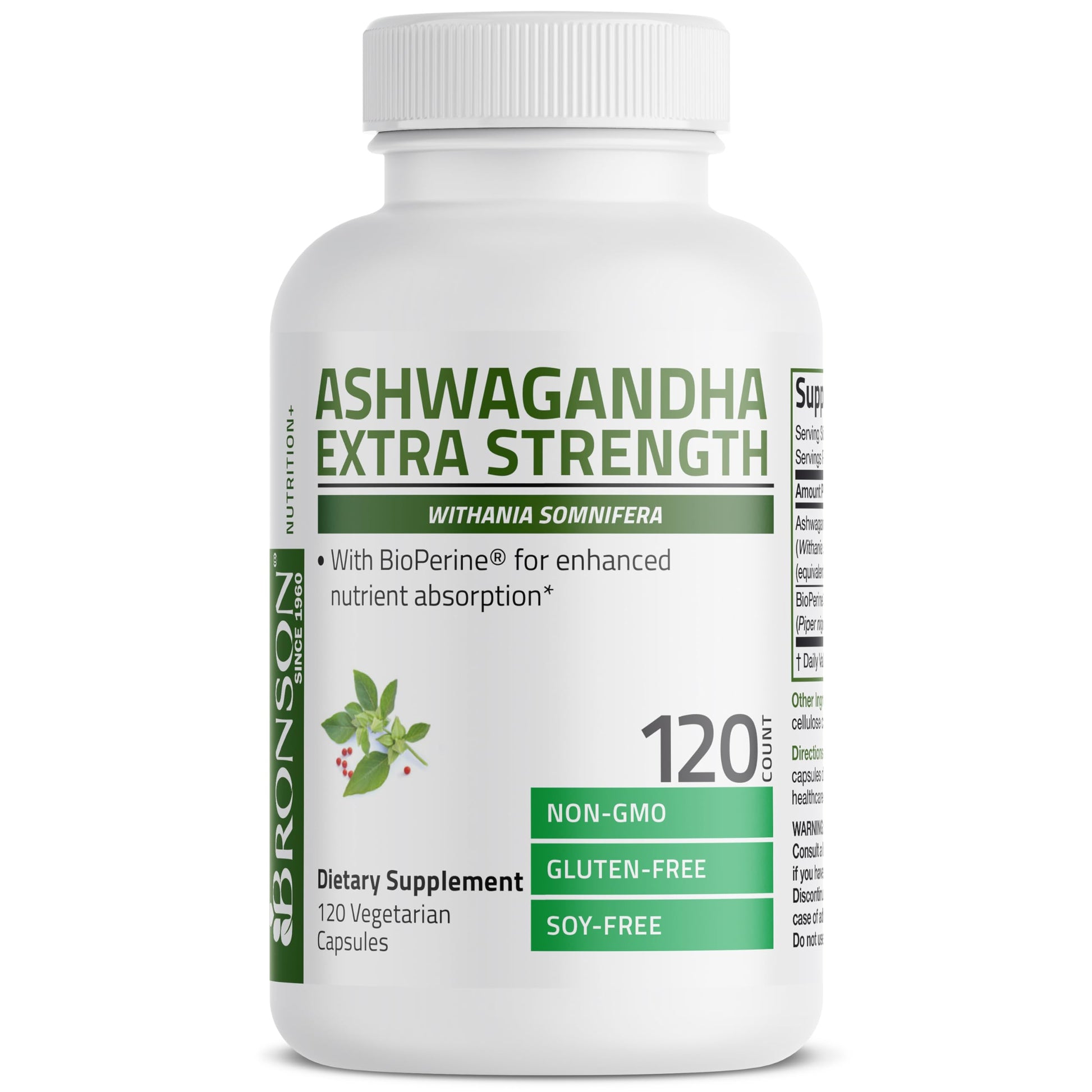 Bronson Ashwagandha Extra Strength Stress & Mood Support with BioPerine - Non GMO Formula, 120 Vegetarian Capsules - Medaid International