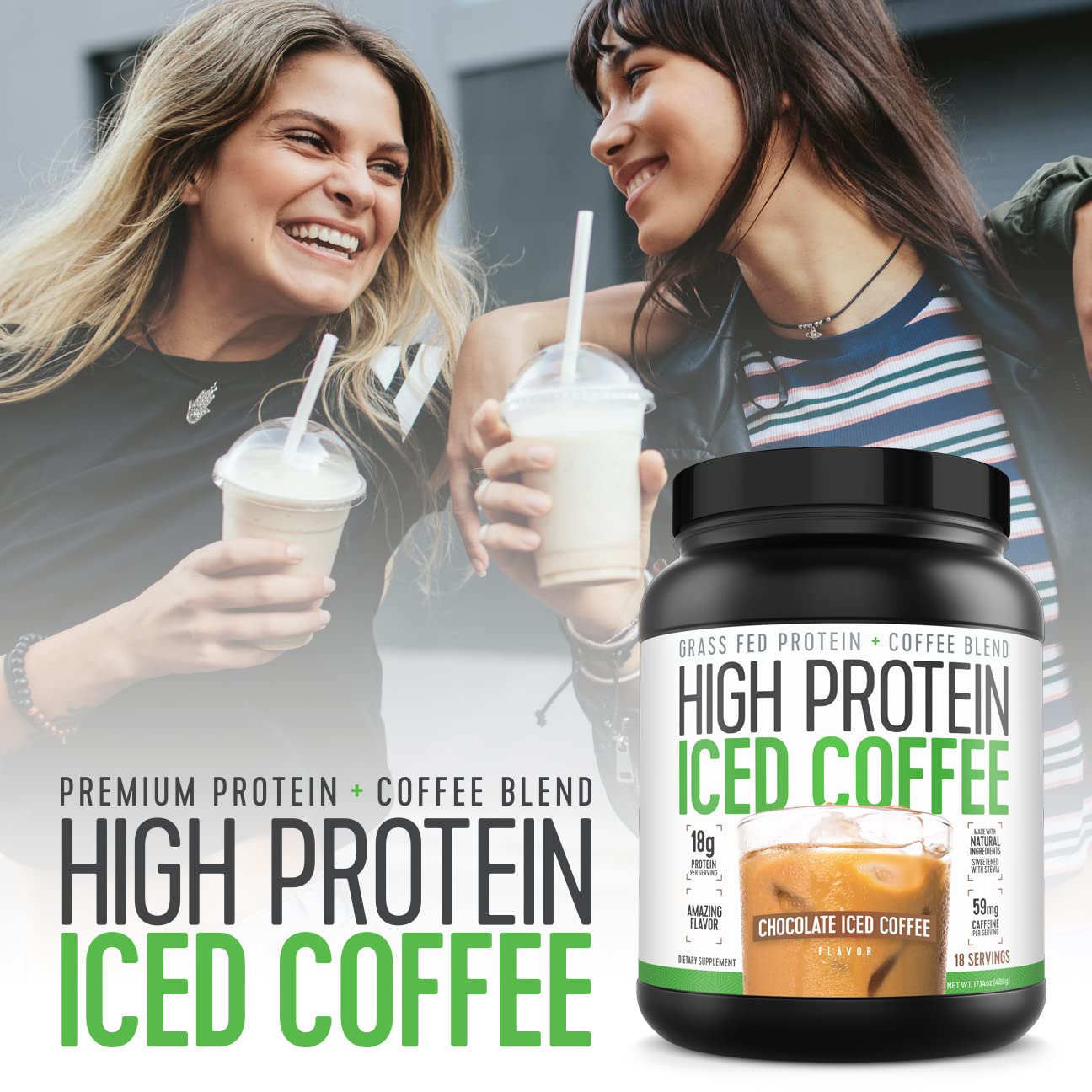 High Protein Coffee, Keto Friendly, 18g of Protein, 2g Carbs, Natural Ingredients (18 Servings, Chocolate Iced Coffee) - Medaid International
