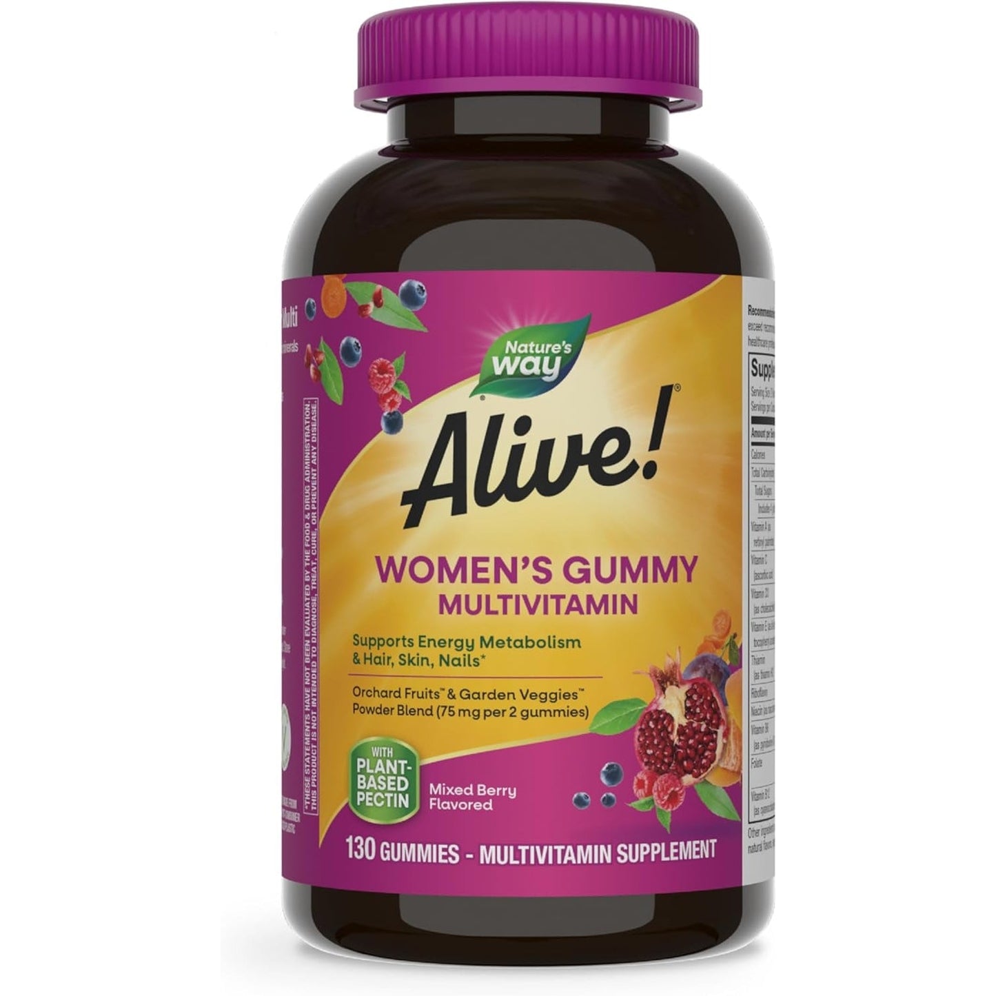 Nature's Way Alive! Women's Daily Gummy Multivitamins, 16 Vitamins & Minerals, Energy Metabolism*, Hair Skin & Nails*, Vegetarian, Mixed Berry Flavored, 130 Gummies (Packaging May Vary) - Medaid International