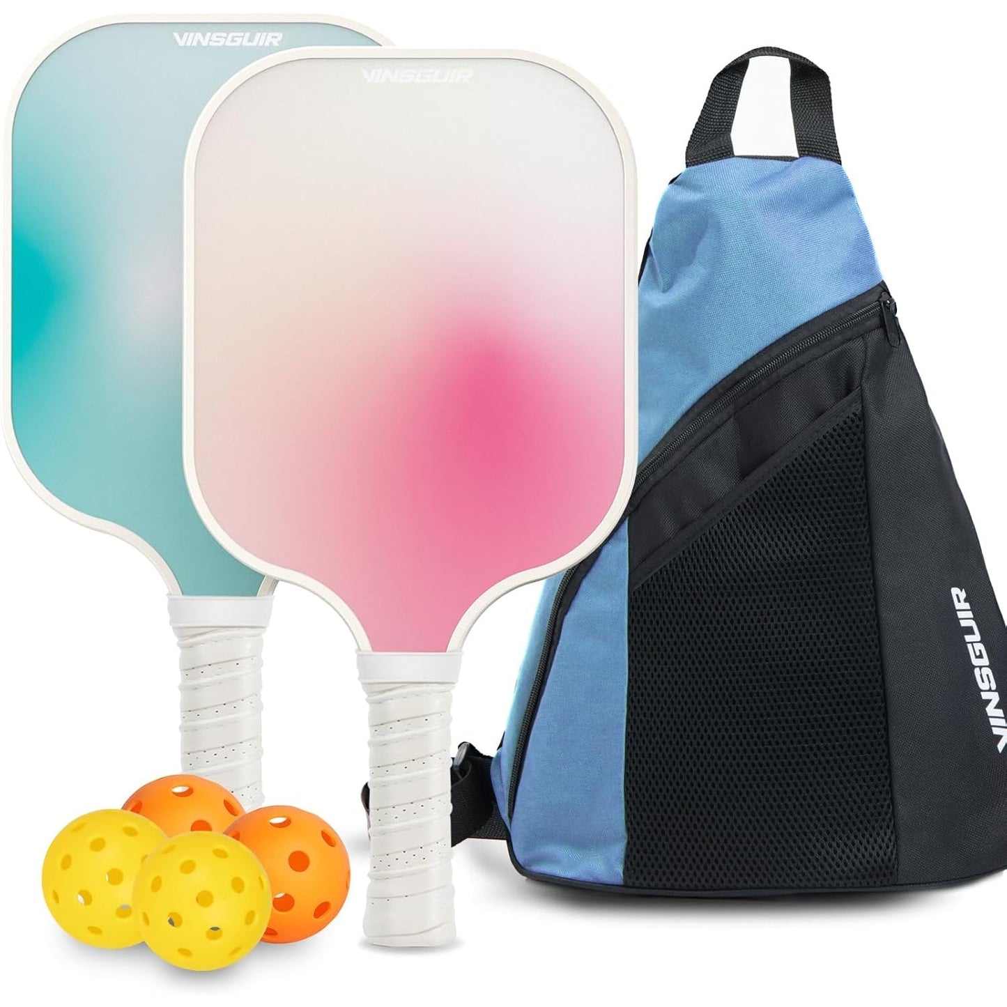 VINSGUIR Pickleball Paddles, Fiberglass Pickleball Paddles Set of 2, Lightweight Pickleball Rackets with Pickleball Carrying Bag, Pickleball Gifts for Beginners & Pros - Medaid International
