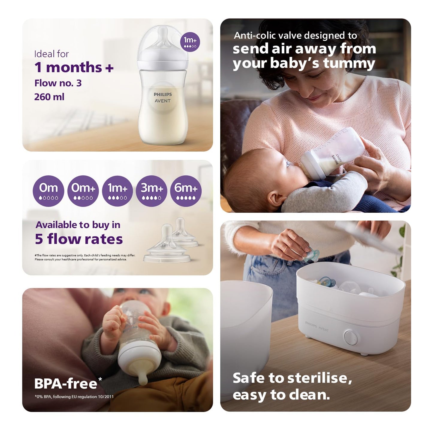 avent natural feeding single bottle 260 ml 903/01
