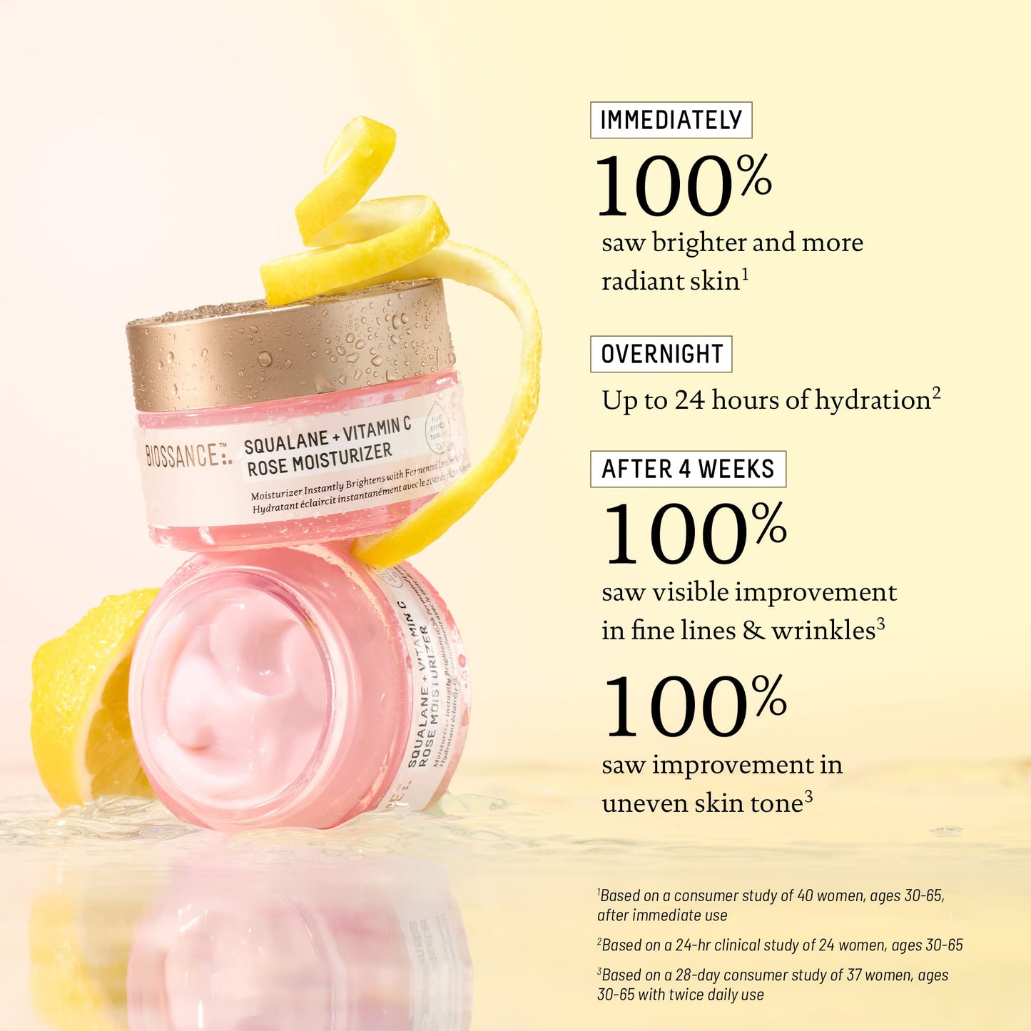 BIOSSANCE Squalane + Vitamin C Rose Face Moisturizer – Antioxidant-Rich Day/Night Face Lotion – Hydrates and Smooths Fine Lines – Even Skin Tone & Reduce Discoloration – For Radiant Skin, 1.69 Fl Oz - Medaid International