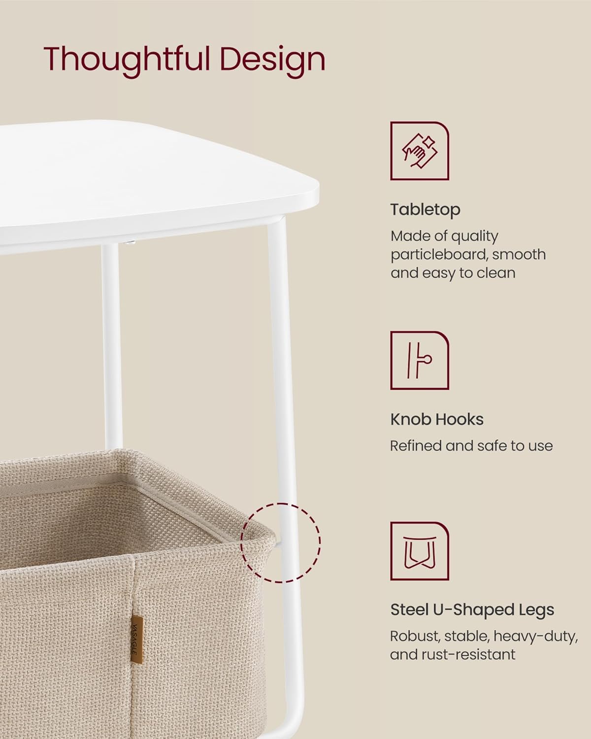 VASAGLE Side Table (LET229W10)