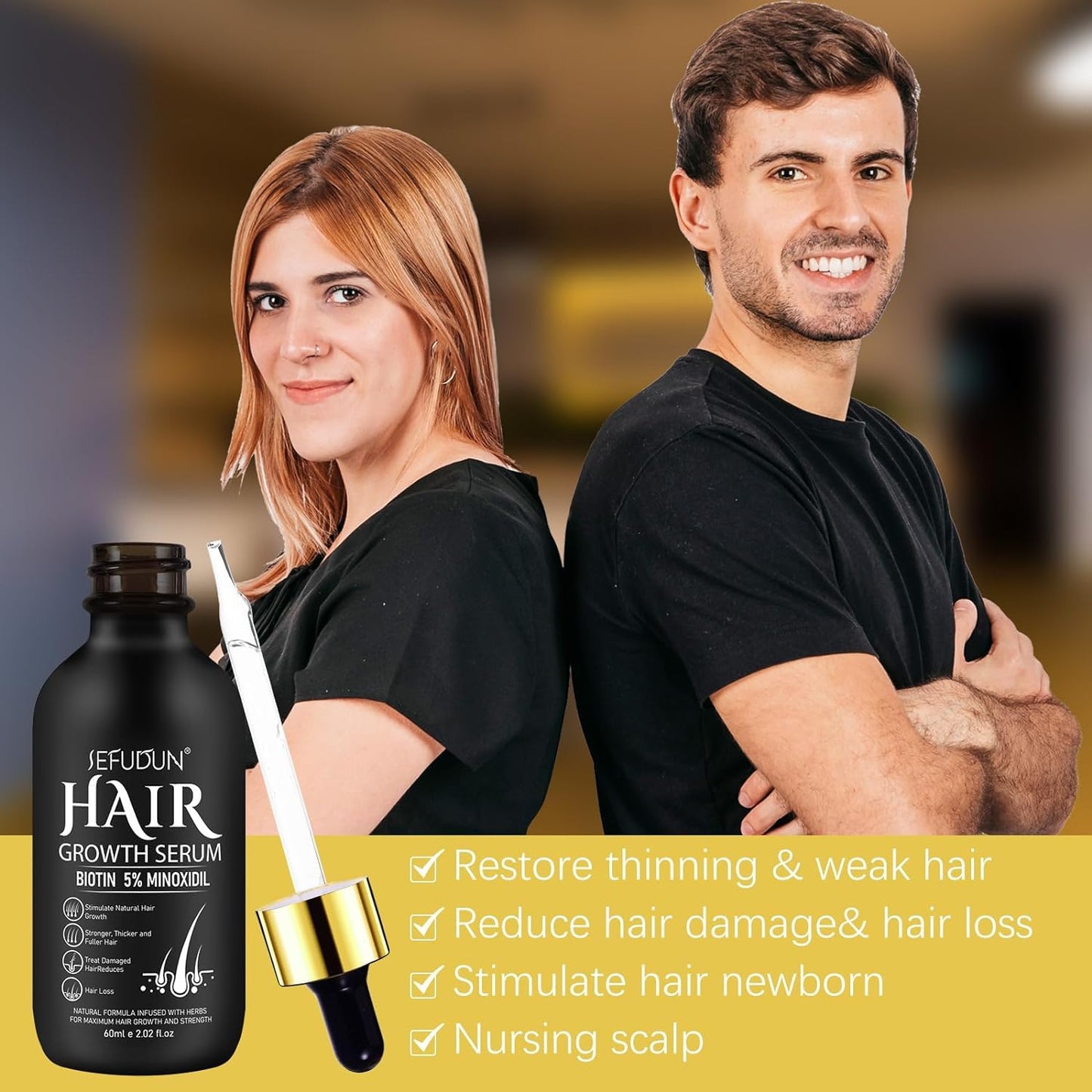 5% Minoxidil for Men and Women Hair Growth Oil, Minoxidil Hair Growth Serum Infused with Biotin for Hair Regrowth Treatment, Scalp Hair Loss Hair Thinning, Natural Hair Growth 2.02 oz - Medaid International