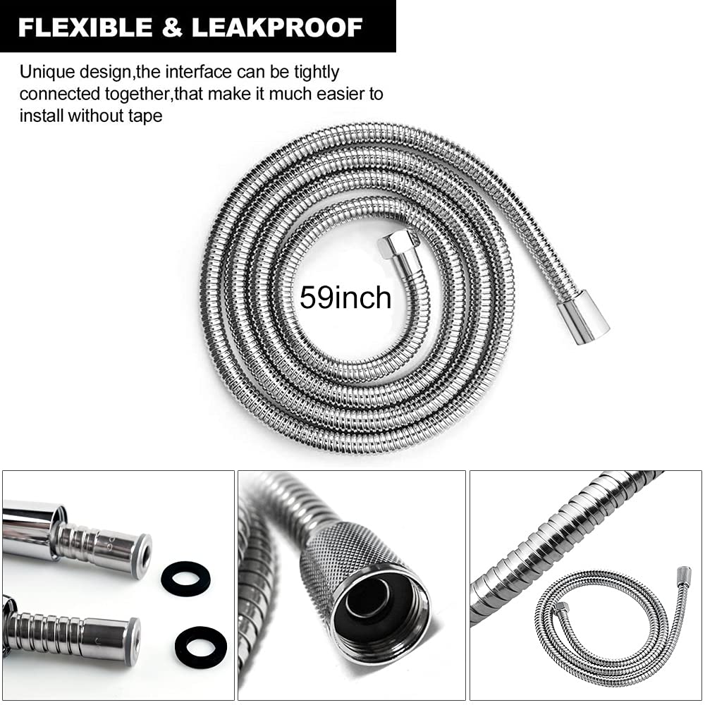 JOMOO Shower Hose, Flexible Stainless Steel Handheld Shower Hose 5 Ft 60 Inches Replacement Hose for Handheld Shower Extra Long, Chrome
