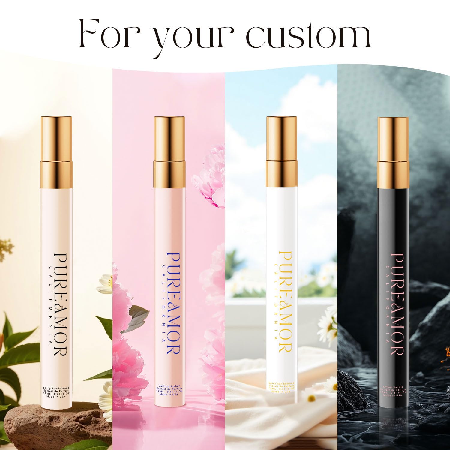 PUREAMOR Pheromones Perfumes for Women, Amber Vanilla Perfume, Long Lasting Eau De Parfum, Premium Sent Blend Cologne for Men & Women, 0.41 fl.oz Travel Size Perfumes Spray - Medaid International