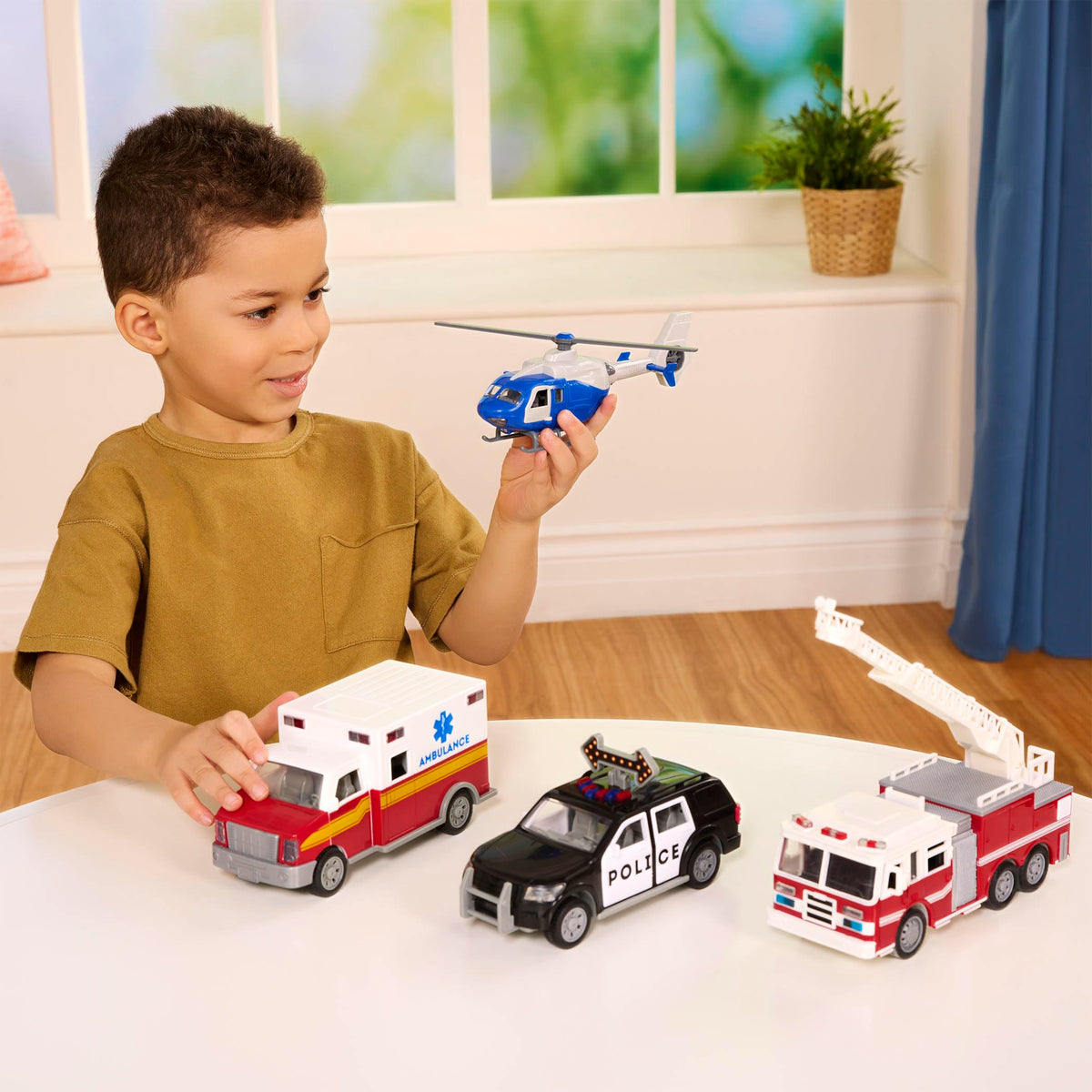 DRIVEN by Battat Micro Ambulance Toy Truck with Lights and Sound, Trucks