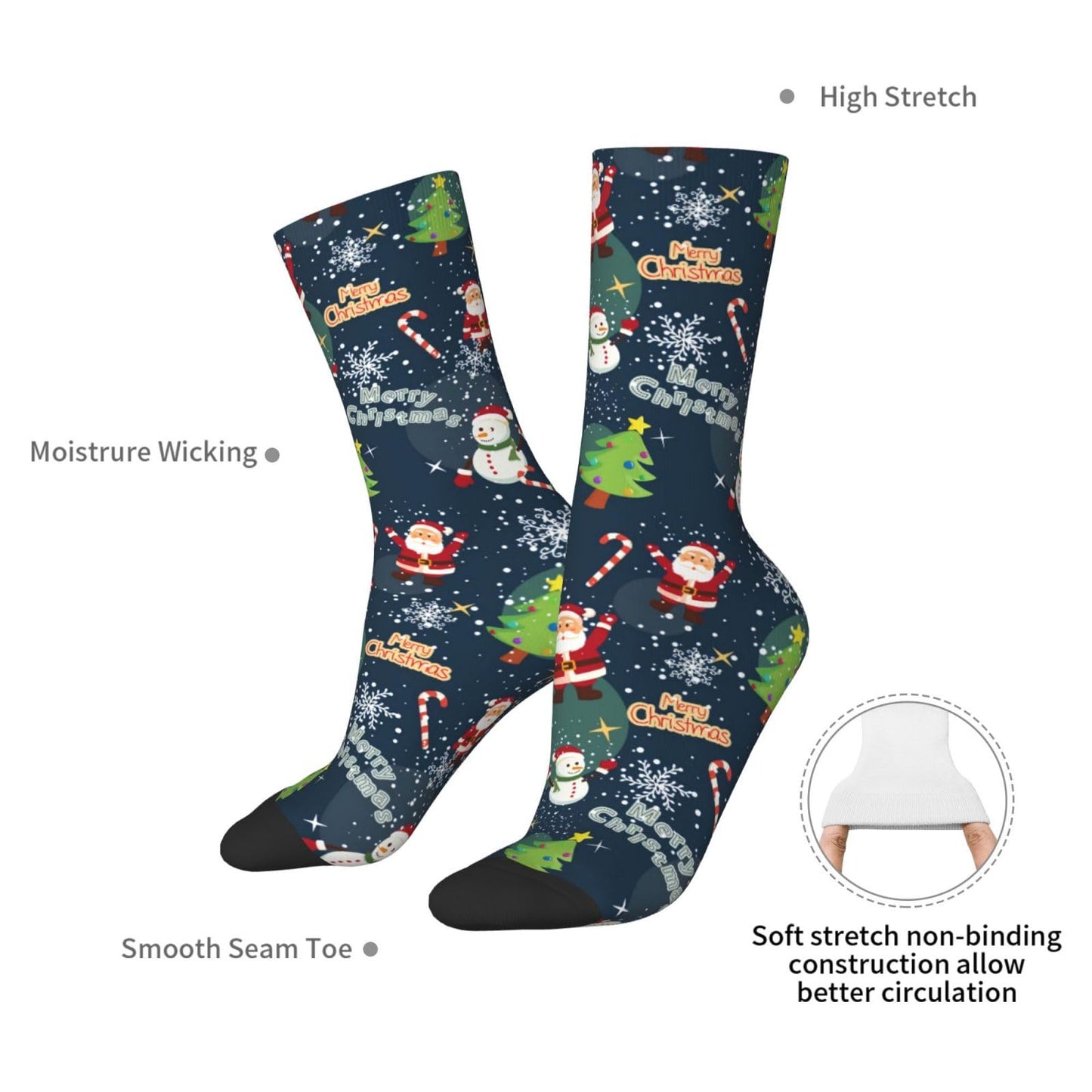 ASYG Christmas Red Snowflakes Socks Xmas Holiday Socks Funny Stockings Socks Gifts New Years Novelty Dress Crew Socks - Medaid International