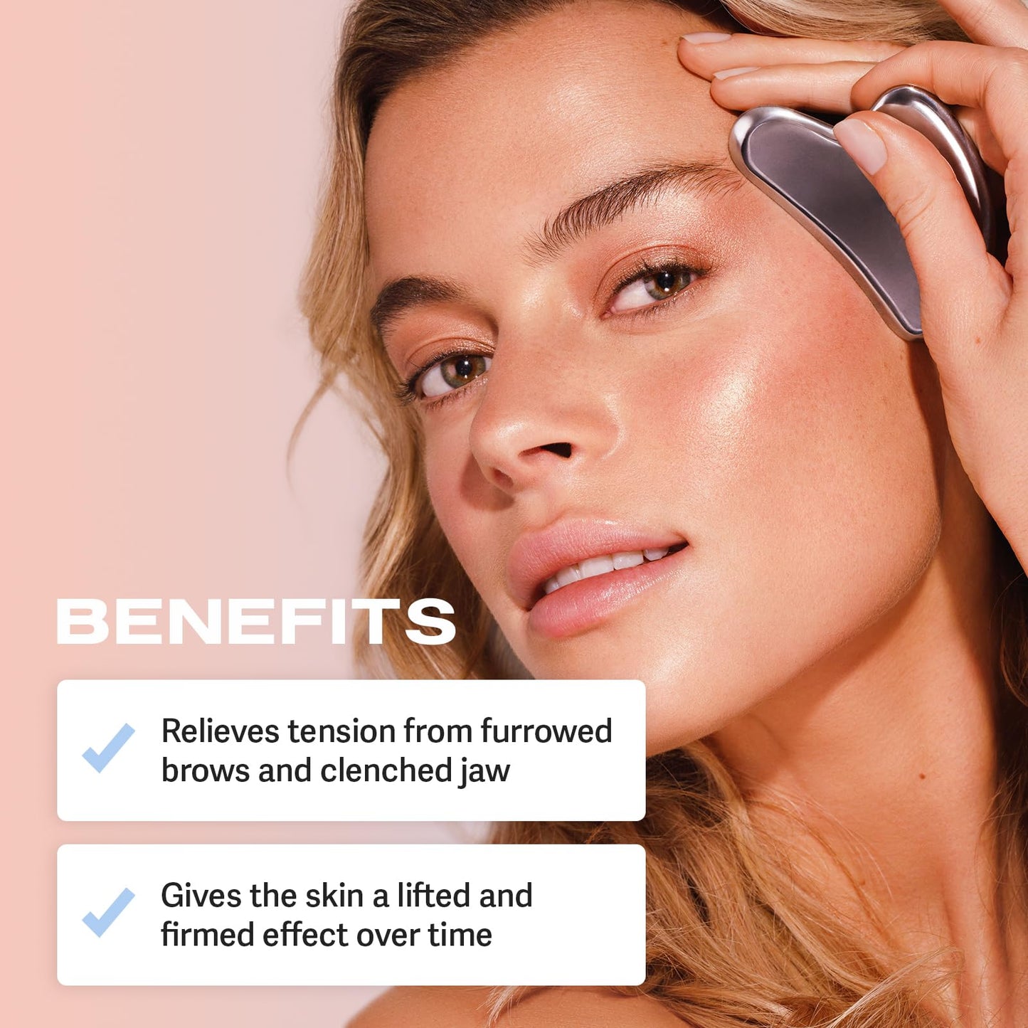 Sacheu Gua Sha Facial Tools Muscle Scraper — Face Gua Sha for Enhanced Lymphatic Drainage, Reduced Puffiness and Relieved Facial Tension, Metal Face Sculpting Tool with Travel Pouch - Medaid International