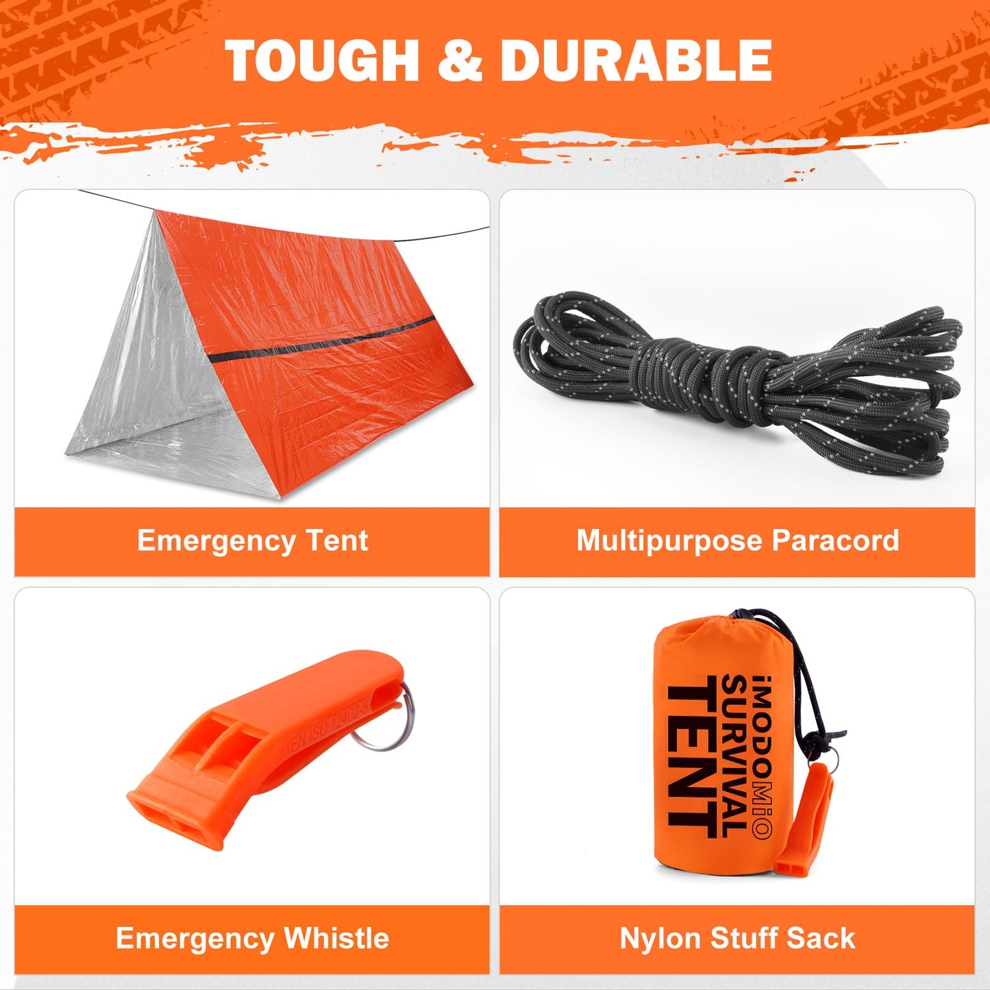 Life Emergency Tent Survival Shelter - 2 Person Mylar Emergency Shelter Tube Tent with Emergency Whistle & Paracord, All-Weather Survival Gear for Camping, Hiking & Survival Kits