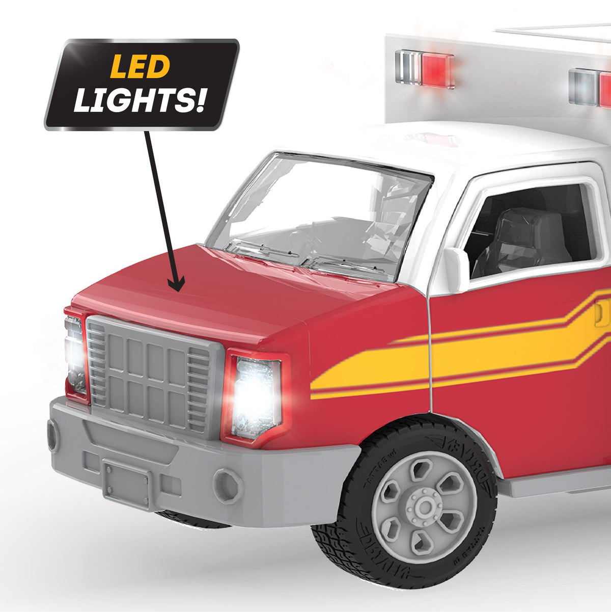DRIVEN by Battat Micro Ambulance Toy Truck with Lights and Sound, Trucks