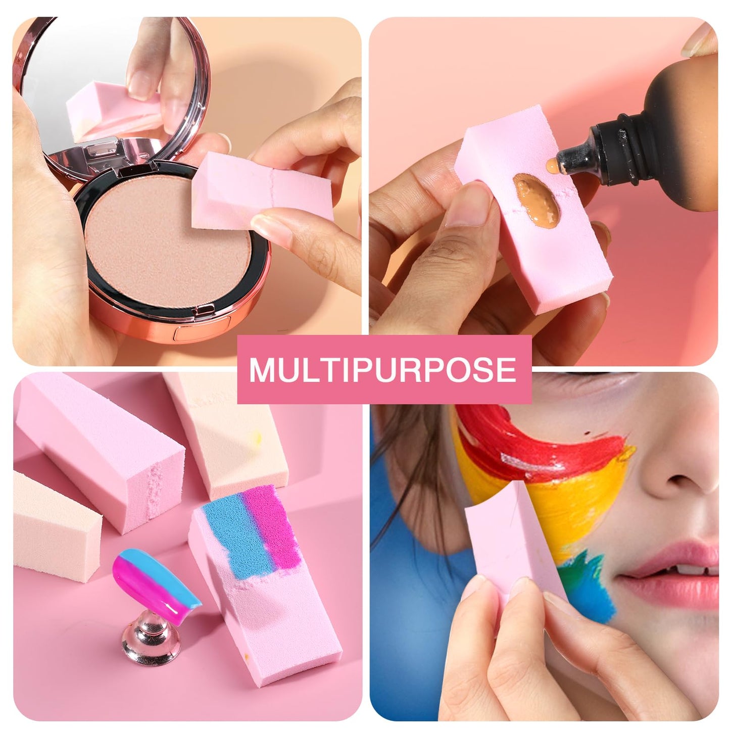 Teenitor 48 Pieces Makeup Sponge Blender For Face Curve Blending, Latex Free Small Wedge Shaped Smooth Apply Beauty Sponge Applicator For Liquid Cream Foundation Halloween Costume Festival Makeup - Medaid International