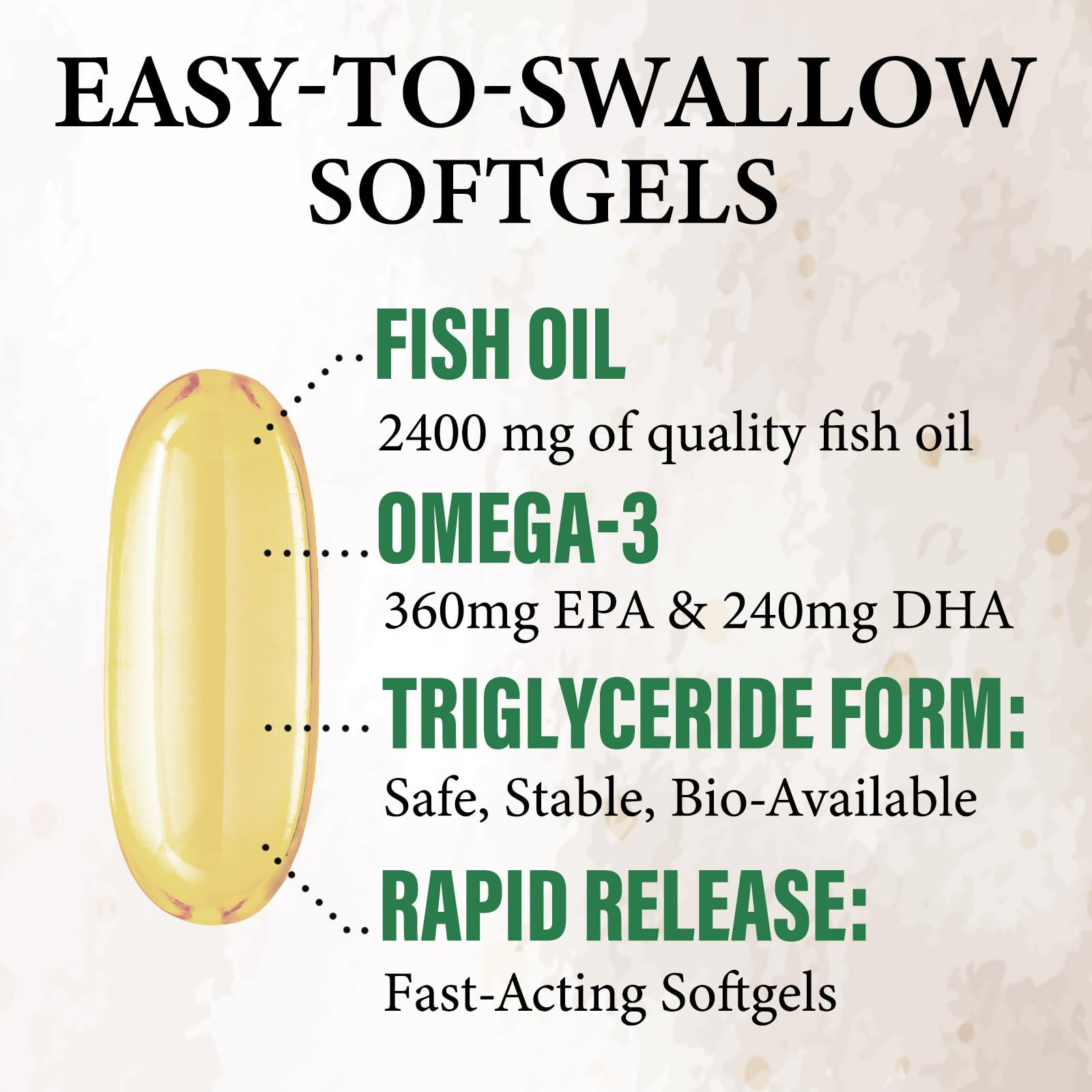 Omega 3 Fish Oil Supplements 2400 mg - Triple Strength Omega3 - EPA & DHA with Essential Fatty Acids - Natural Immune, Brain & Heart Health Support - Burpless, Lemon Flavor, Wild Caught - 120 Softgels - Medaid International