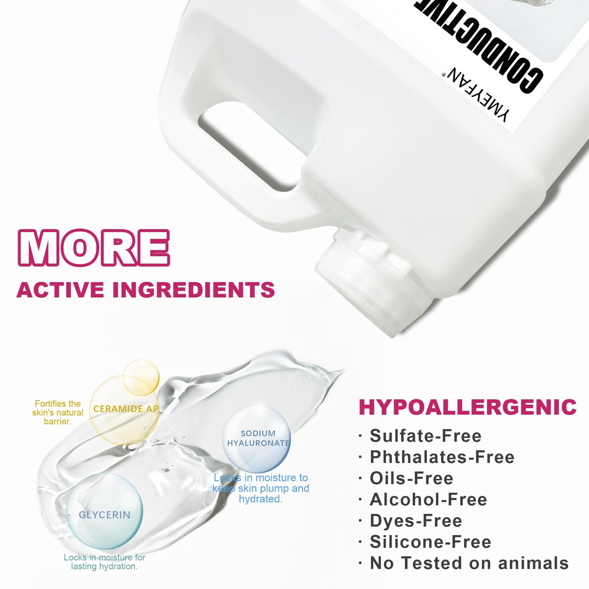 YMEYFAN 2.5L Large Conductive Gel for Microcurrent Facial Device, Radio Frequency Laser Hair Removal Cooling Gel, Sulfate & Phthalate-Free, Sodium Hyaluronate, Ceramide AP for Skin Soothing Hydrating - Medaid International