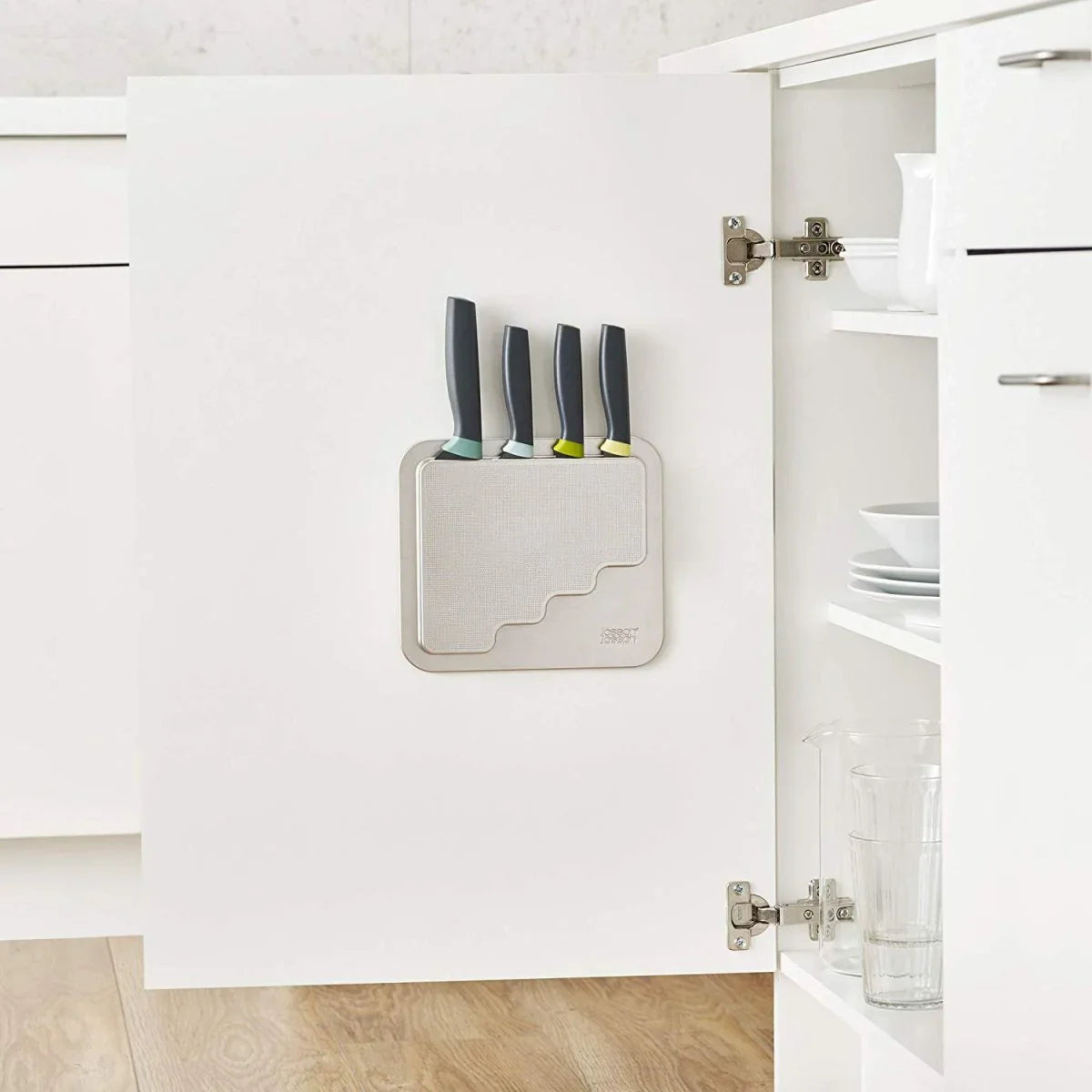 Joseph   Joseph   DoorStore   Knives   Elevate   Set   with   Knife   Block   3M   Adhesive   Wall   and   Cabinet   Door   Mount,   5-piece,   Opal