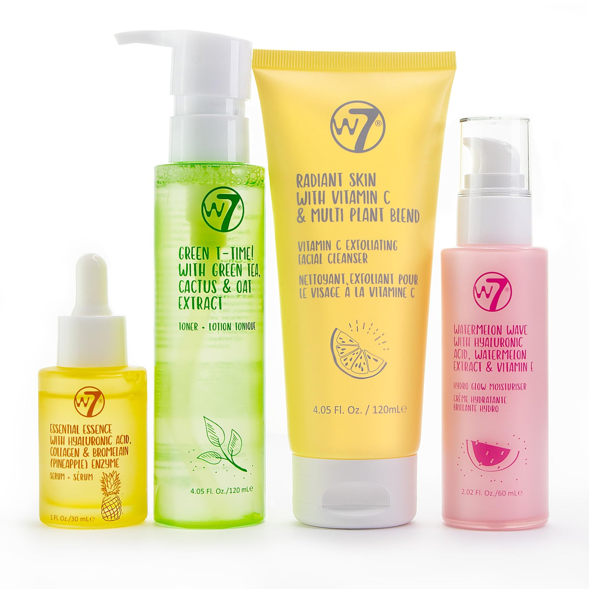 W7 Skin Refresh Skincare Set | Face Cleanser, Toner, Serum & Moisturizer | Hydrating & Glow Boosting Routine | Full Size, Long Lasting Products to Use at Home - Medaid International