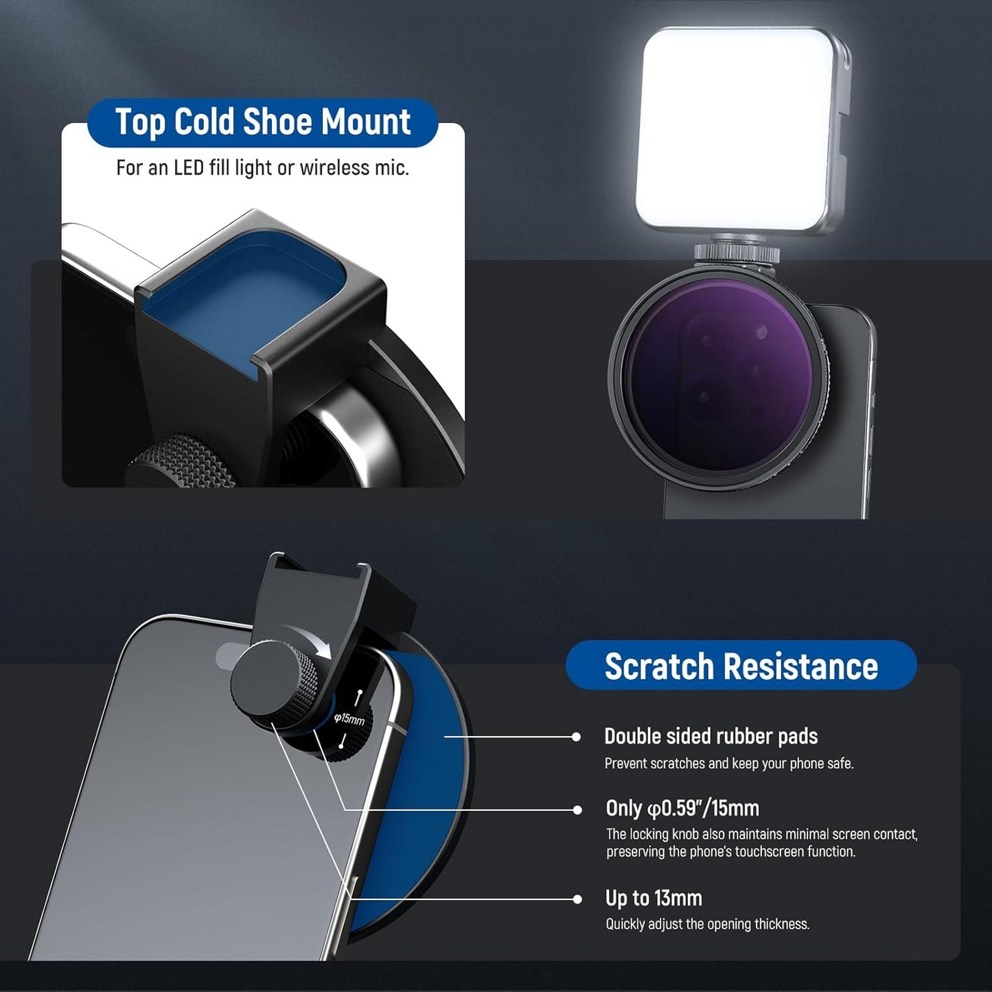 NEEWER 67mm Clip On VPhone Lens Filter Kit with ring