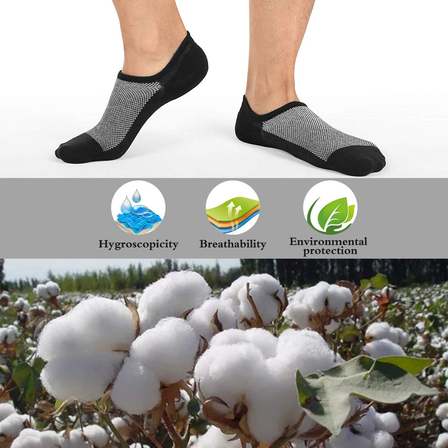 Faustine No Show Socks Ankle Low Cut Socks for Mens or Womens, Non Slip, 8 Pairs (8 Pairs (Black), L/XL(US Men Shoes Size 10-14)) - Medaid International