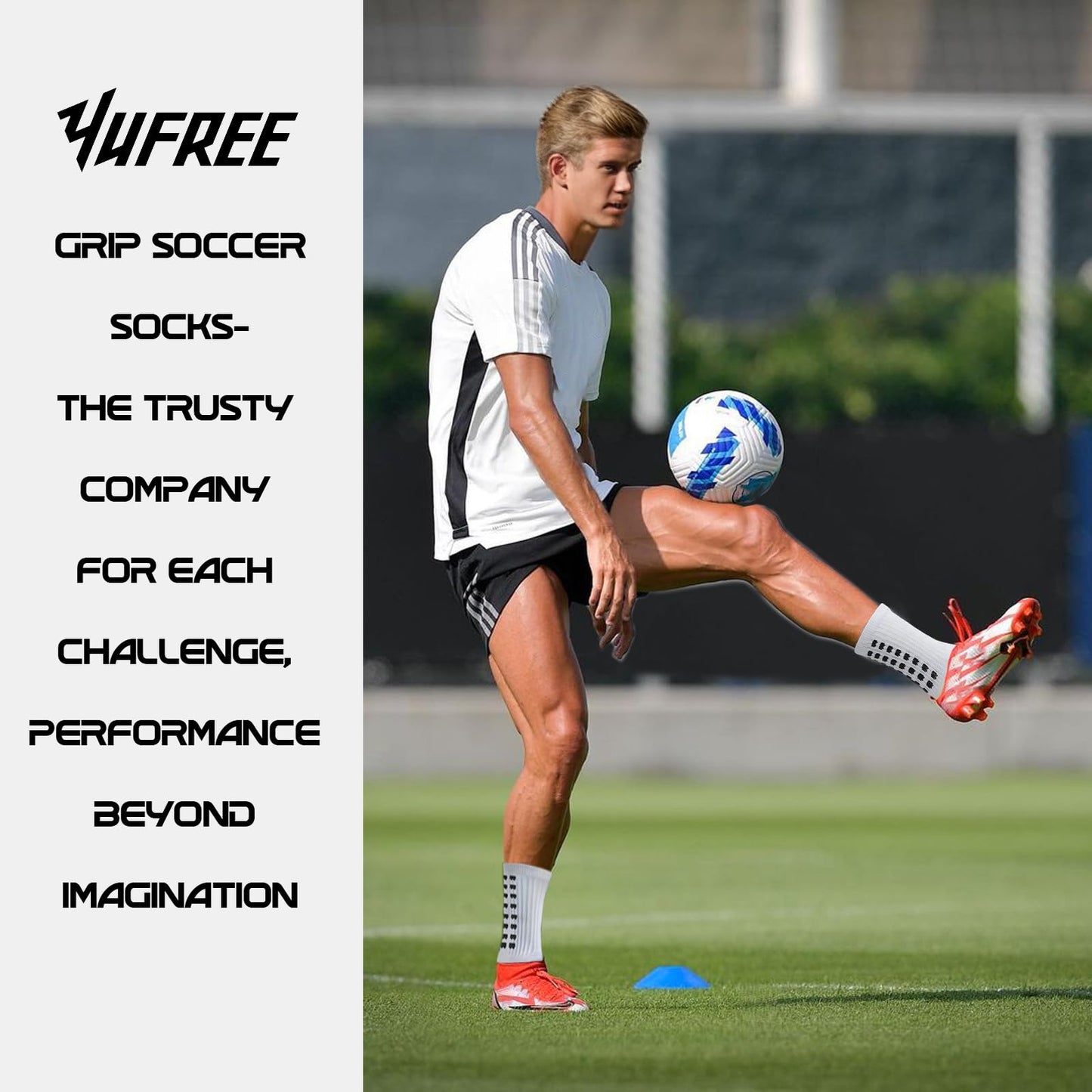 Yufree 4 Pairs Mens Grip Soccer Socks Non Slip Grippy Women Socks for Football Basketball Sports - Medaid International