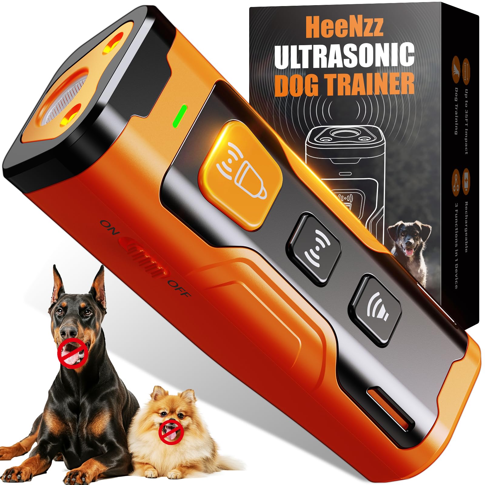 Dog Bark Deterrent Devices for Own or Neighbor's Dog Ultrasonic Dog Training Device Safe & Effective Portable Anti Barking Device for Dogs Indoor Outdoor Use Orange - Medaid International