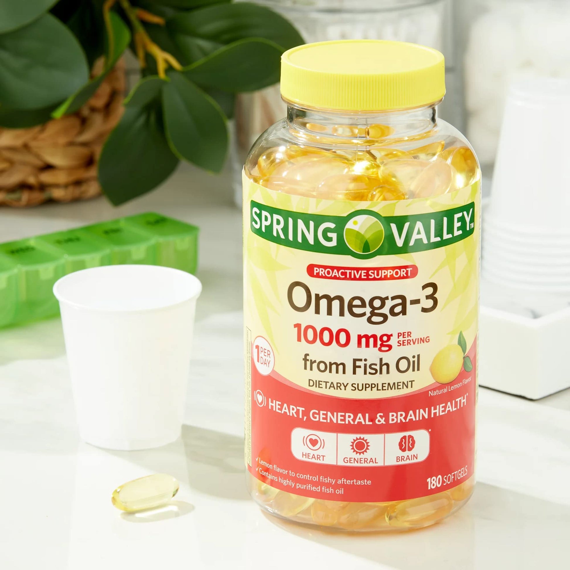 Spring Valley Omega-3 Fish Oil Soft Gels, 1000 mg, 180 Count, Dietary Supplement, Omega-3 Fatty Acids Bundle with Lual's 45 Diabetes Decoded - Medaid International