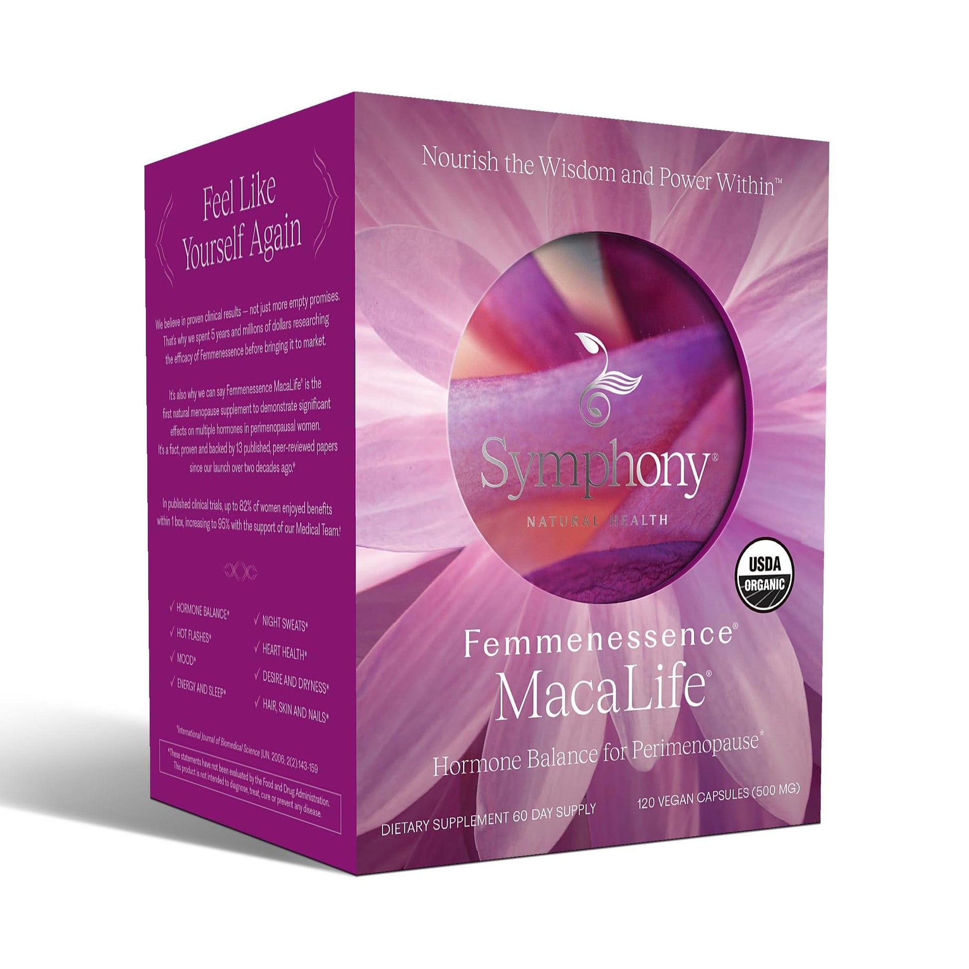 Femmenessence® MacaLife® – Clinically Proven Perimenopausal Supplement for Natural Hormone Balance, Symptom Relief, Heart & Mood Support, Without Added Hormones (240 Capsules, 120 Day Supply) - Medaid International