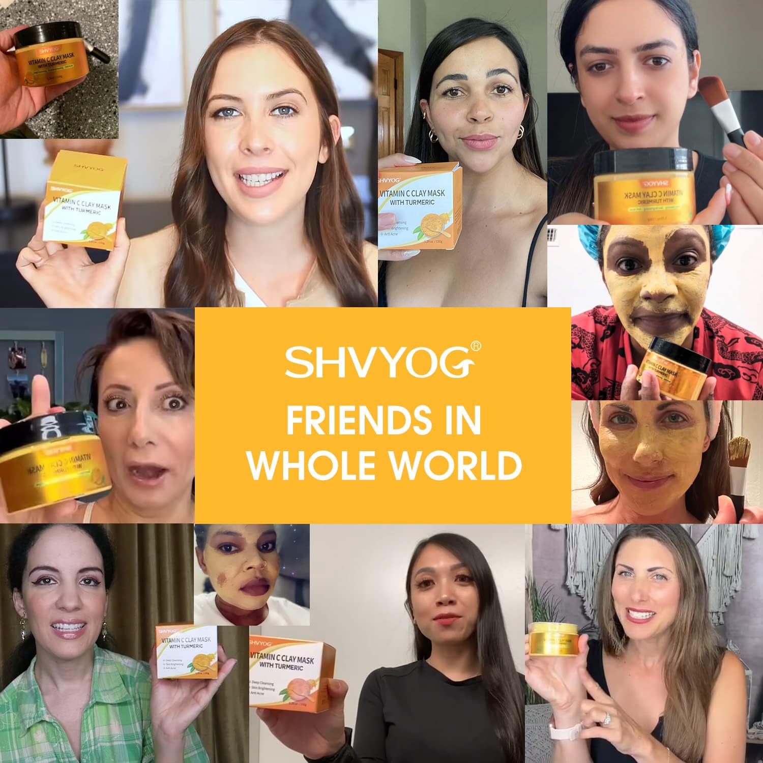Vitamin C Face Mask with Kaolin Clay and Turmeric for Dark Spots, Dull Skin, Skincare Facial Mask for Controlling Oil and Refining Pores 5.29 Oz - Medaid International