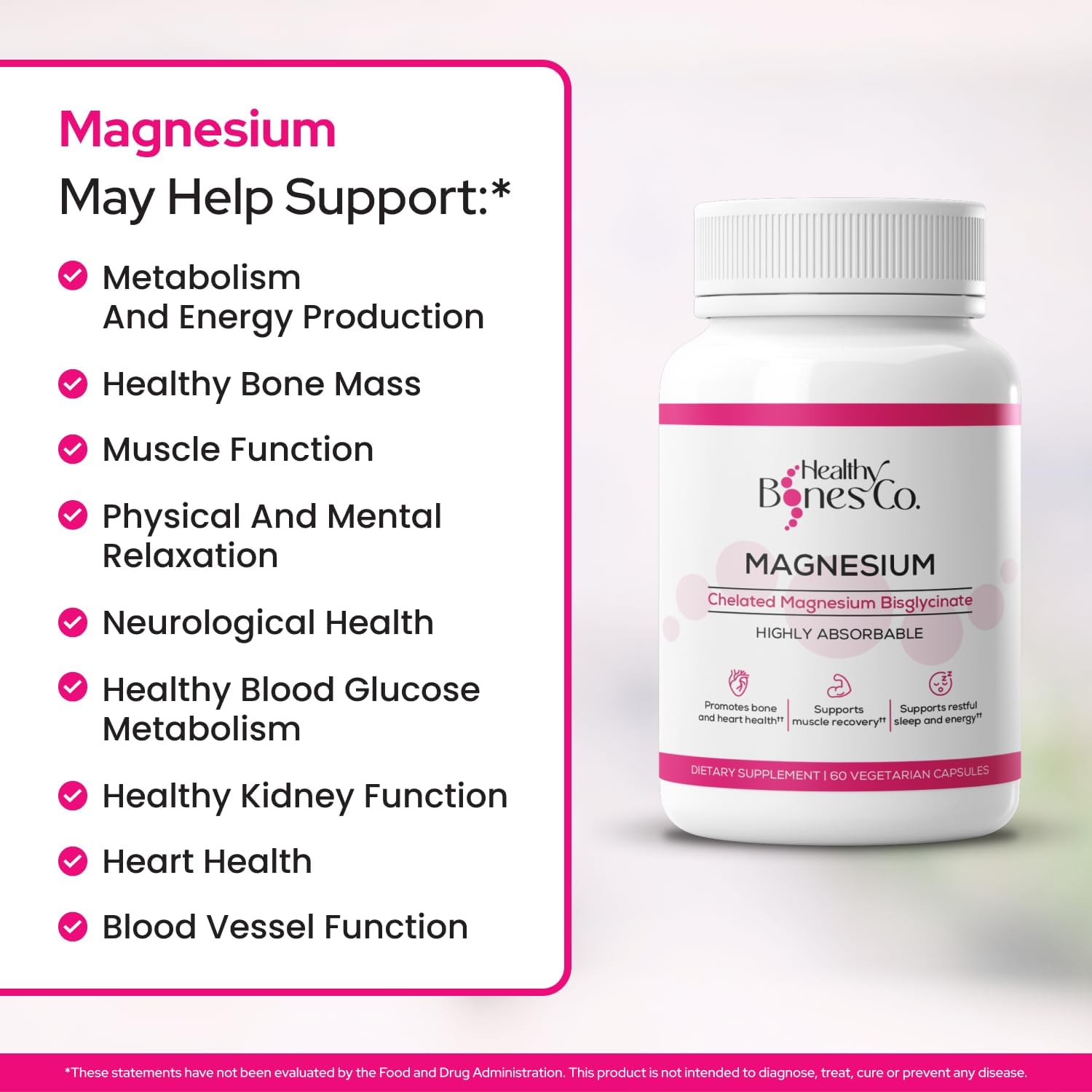 Chelated Magnesium Bisglycinate Capsules 300mg - Highly Absorbable Formula, Muscle Recovery & Sleep, Bone & Heart Support Supplement - Bisglicinato de Magnesio - Vegetarian Capsules, 1 Month Supply - Medaid International