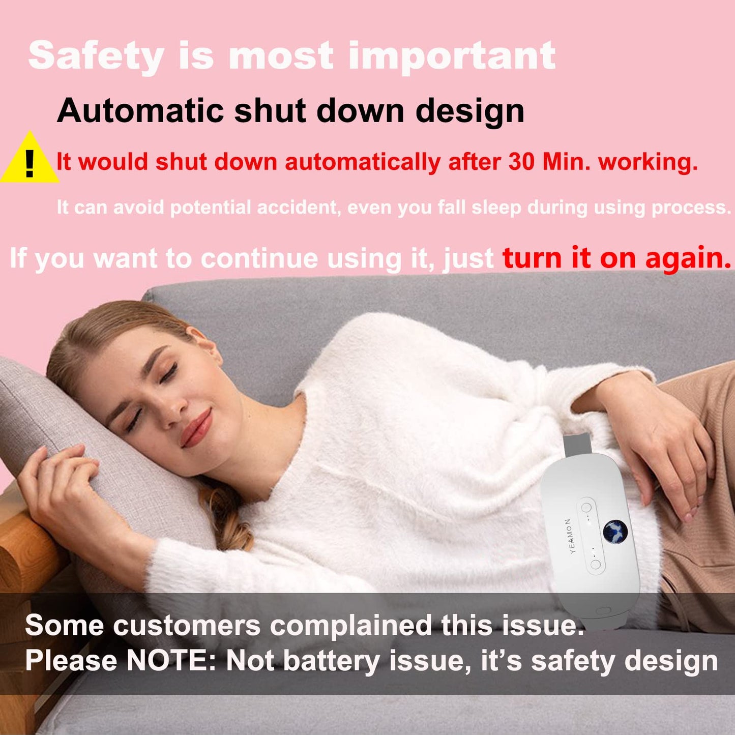 Portable Cordless Heating Pad for Cramps, Electric Waist Belt Device, Fast with 3 Heat Levels and Massage Modes, Back or Belly Women Girl - Medaid International