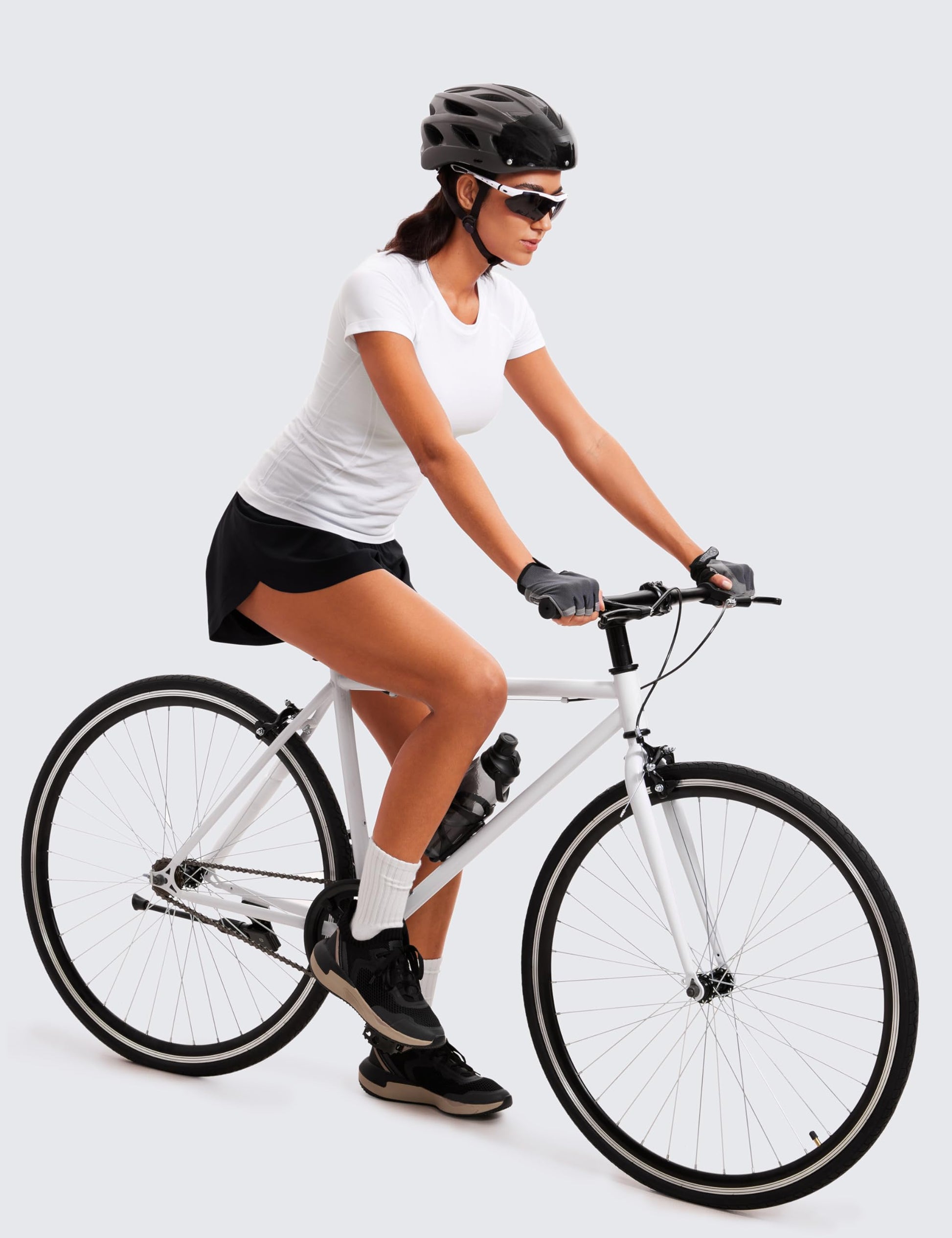 CRZ YOGA Seamless Workout Tops for Women Short Sleeve Athletic Tees Breathable Gym Running Yoga Shirts White Small - Medaid International