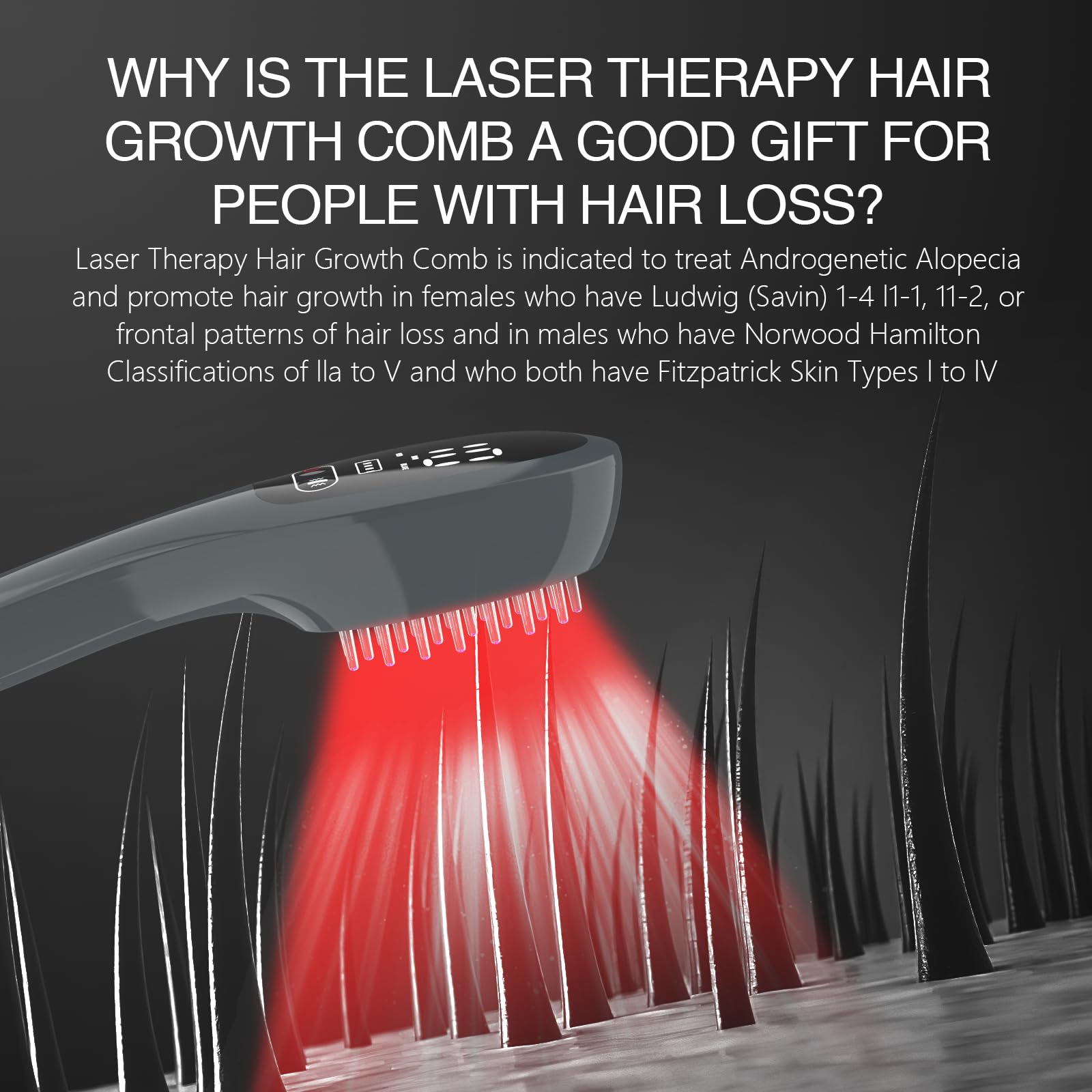 Laser Therapy Hair Growth Comb, red light therapy for hair growth - Medaid International